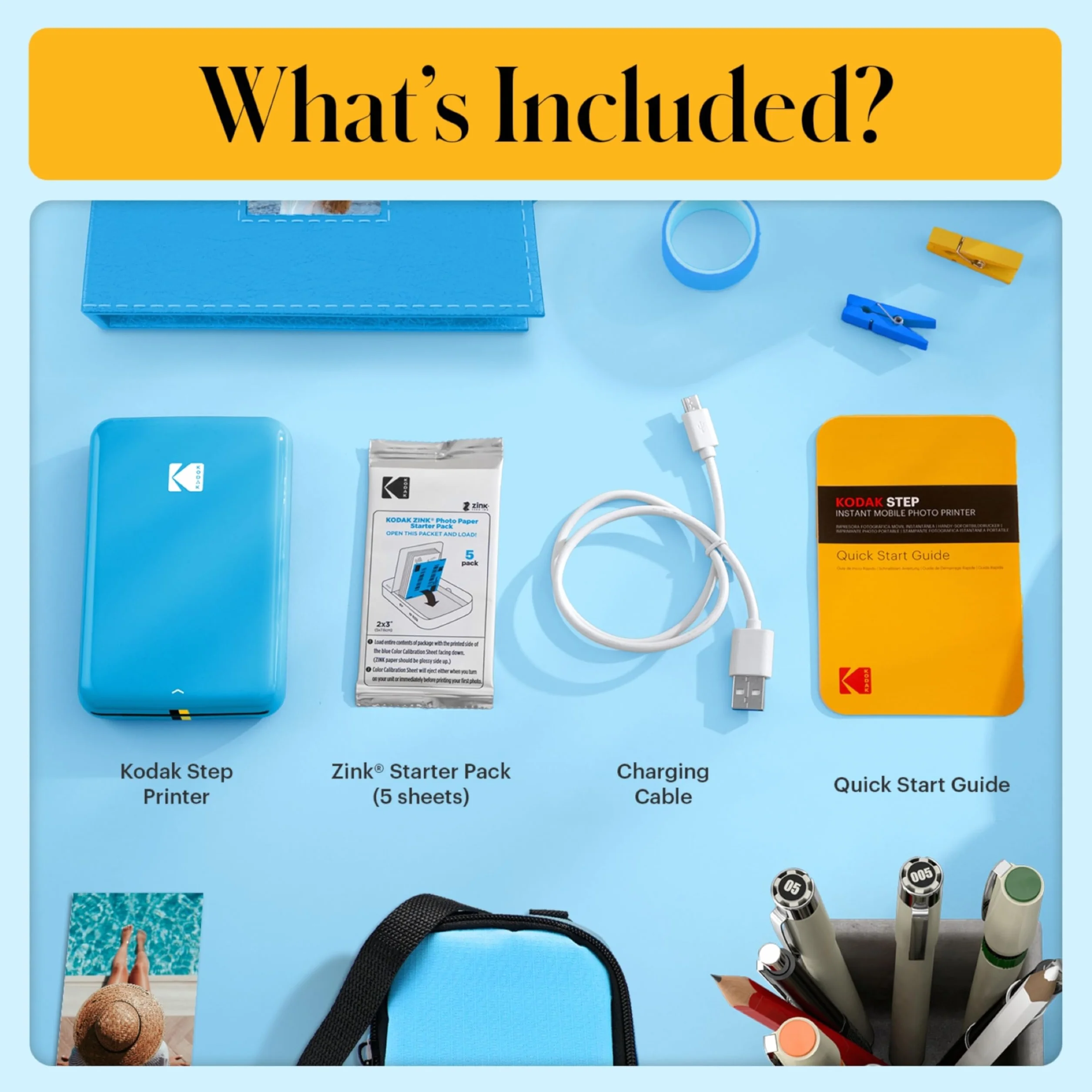 Kodak Step Impresora Móvil com Tecnologia Zink (Azul) Kit de Viaje