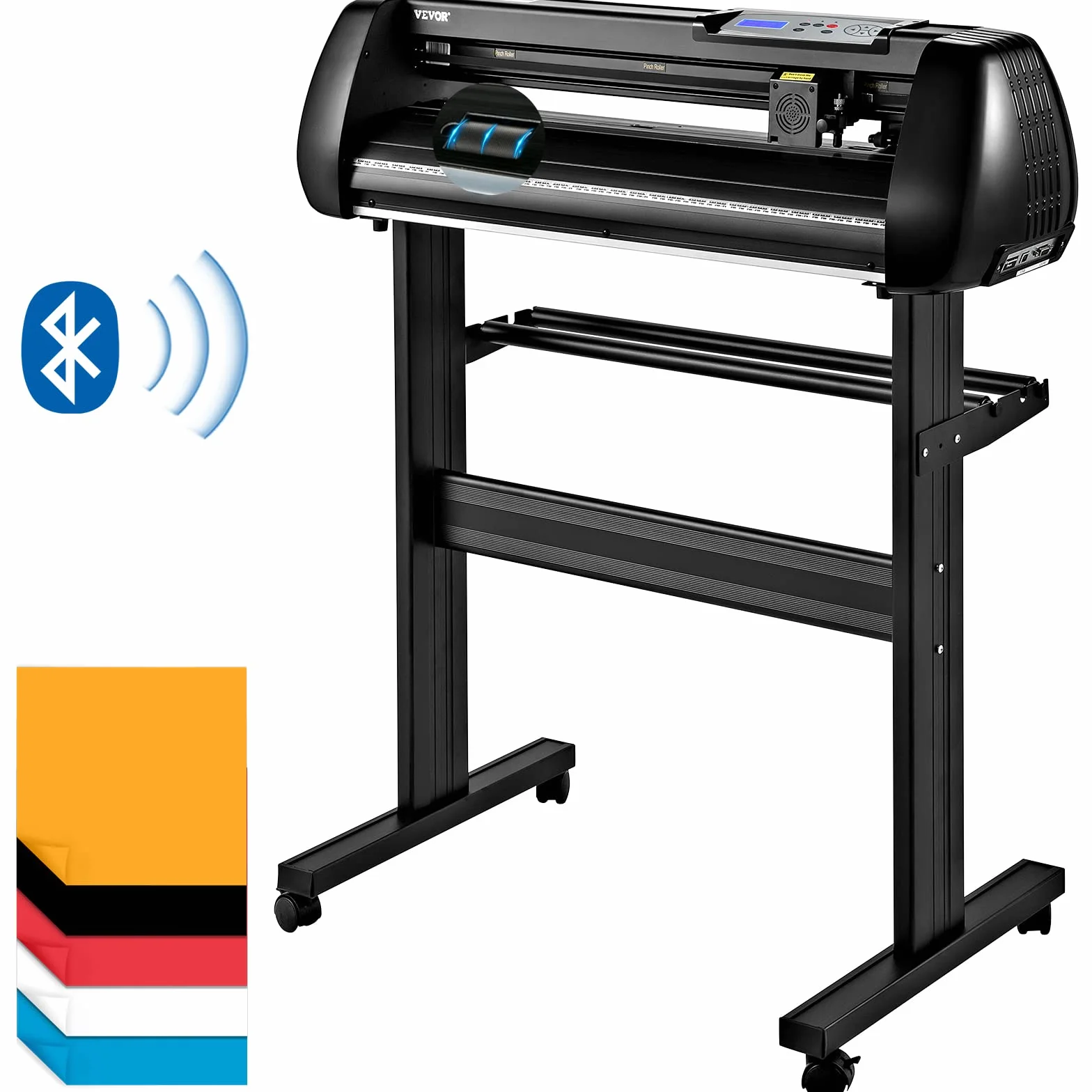 VEVOR Máquina cortadora de vinilo, máquina trazadora de corte Bluetooth sin conexión de 28 pulgadas, eje de rodillo de acero de 400 pulgadas/32.8 ft, fuerza de velocidad ajustable, herramienta de soft