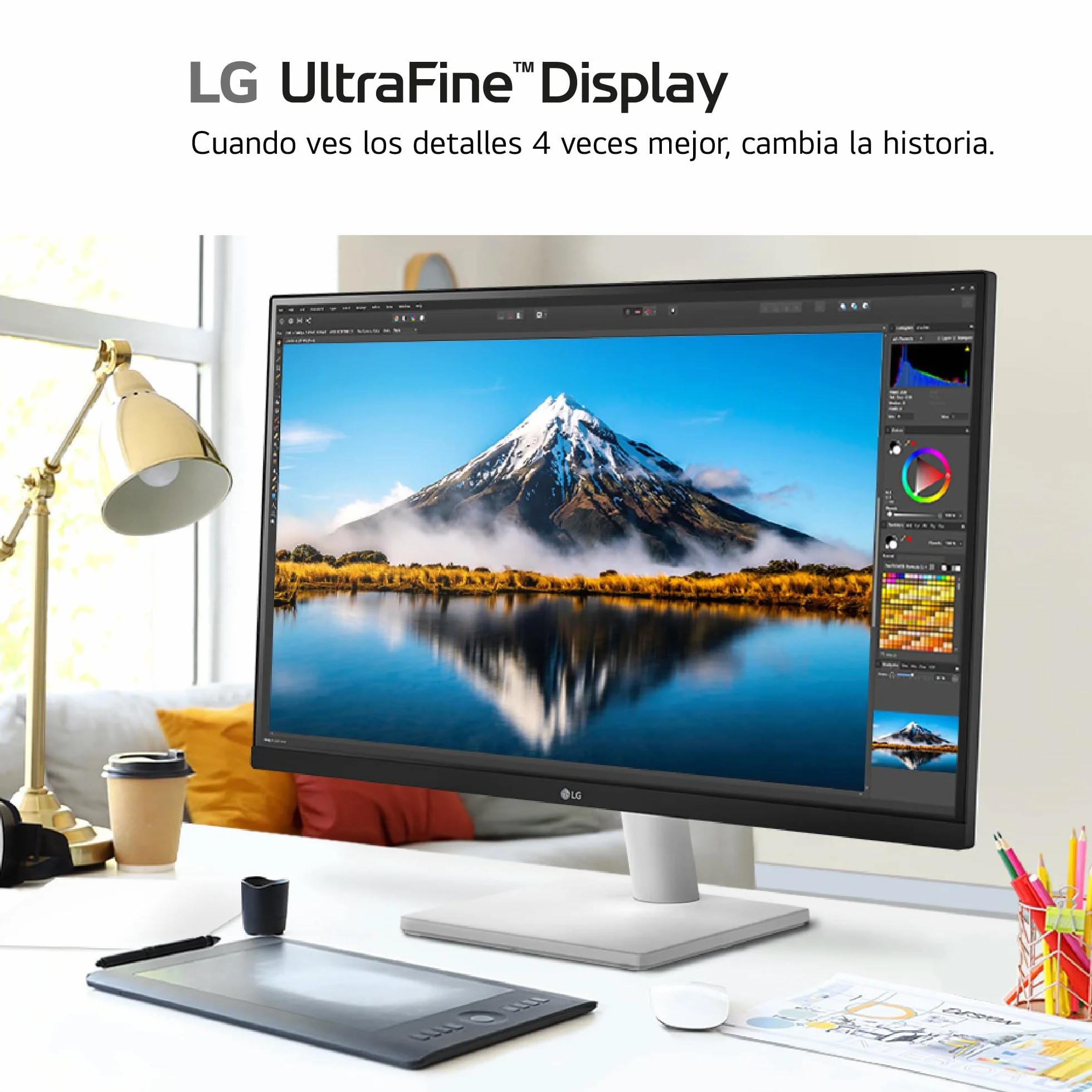 LG 27US500-W - Monitor 4K UltraHD 27", Panel IPS 3840x2160 (16:9), HDR10, Super Resolution+, DCI-P3 90%, 2× HDMI 2.0 y DisplayPort 1.4, 60 Hz, 5 ms, Inclinación Ajustable, Blanco