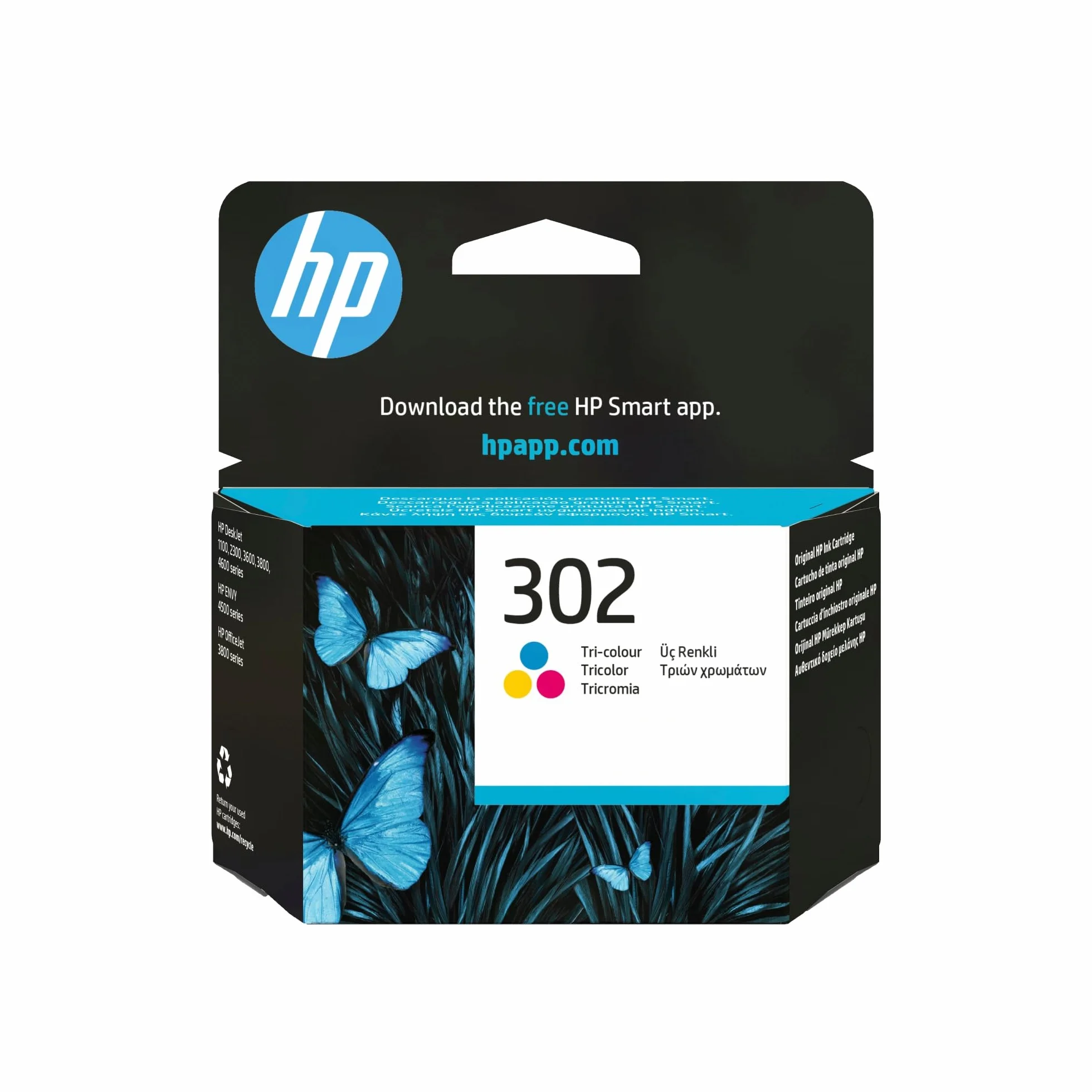 HP 302 F6U65AE Cartucho de Tinta para Impresoras (4 ml), Tri-Color, Estándar