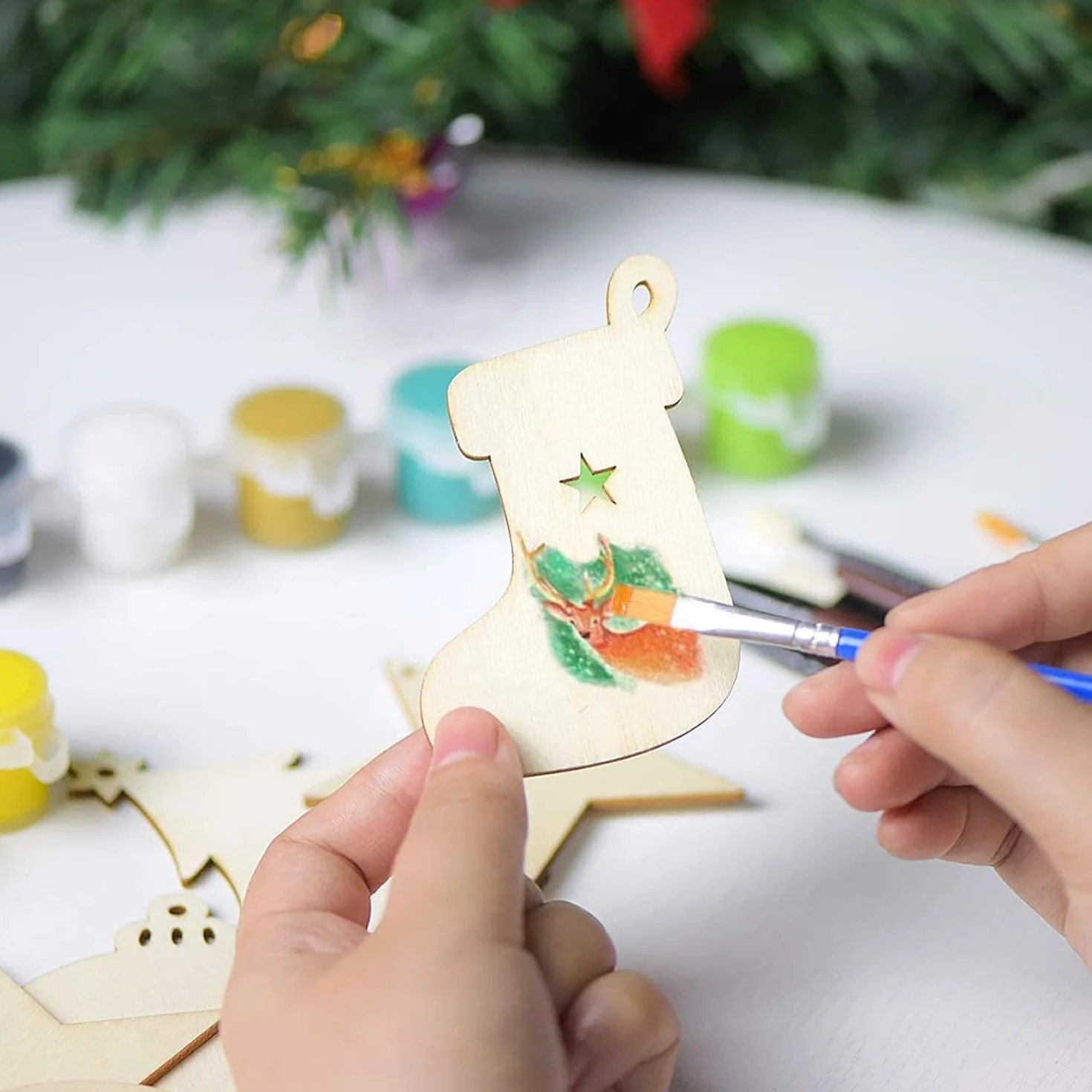 Adornos para árbol de Navidad con agujero 308 piezas copo de nieve colgantes NEMMXUB