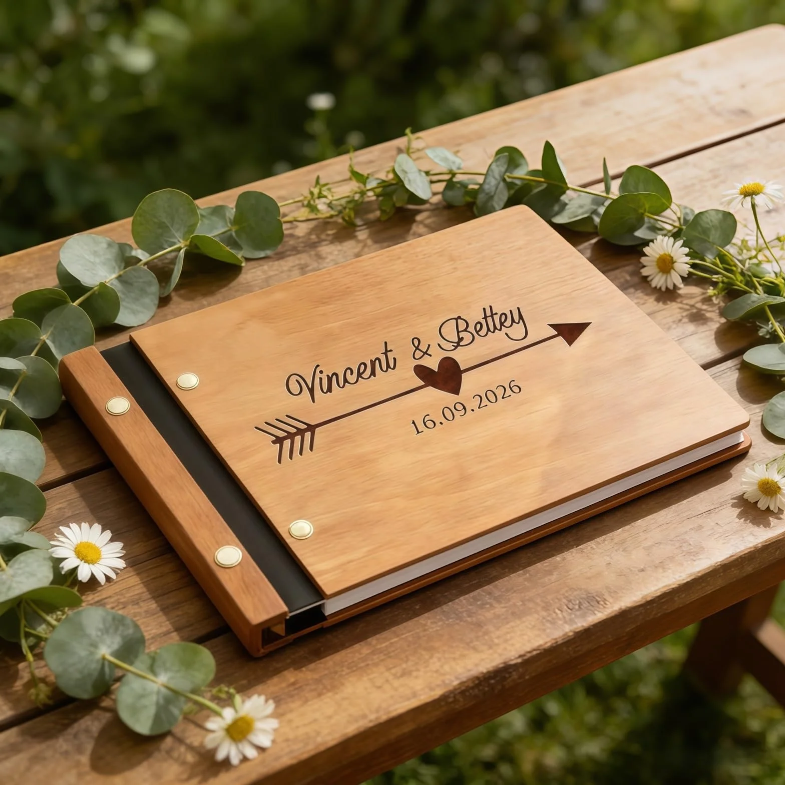 Libro De Visitas De Boda De Madera Personalizado, Álbum De Fotos De Memoria, Tamaño A4