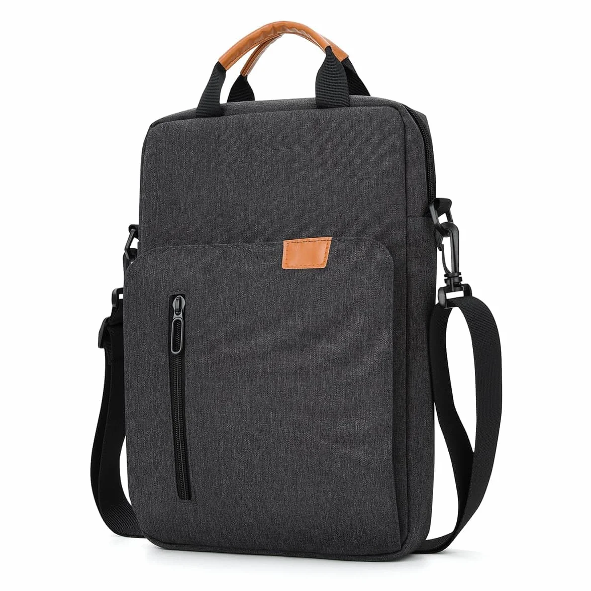 Funda Portatil 14 Pulgadas Bolsa Ordenador con Bandolera para 14” MacBook Pro M4/M3/M2/M1 2024-2021 Chromebook Notebook, Protector PC de Poliéster Impermeable con Bolsillo, Gris Oscuro