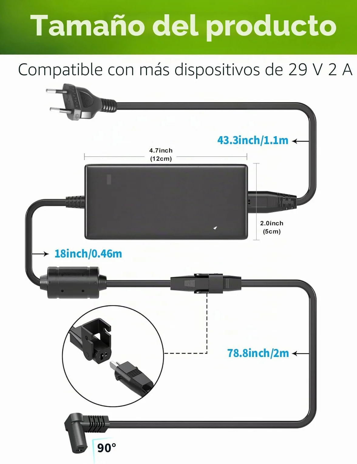 Lonnky Fuente de alimentación 29 V 2 A AC/DC para elevadores reclinadores y sofás eléctricos, repuesto para OKIN, Limoss, Pride, Golden, La-Z-Boy, Med-Lift, Tranquil Ease, cable de motor de 0,5 m