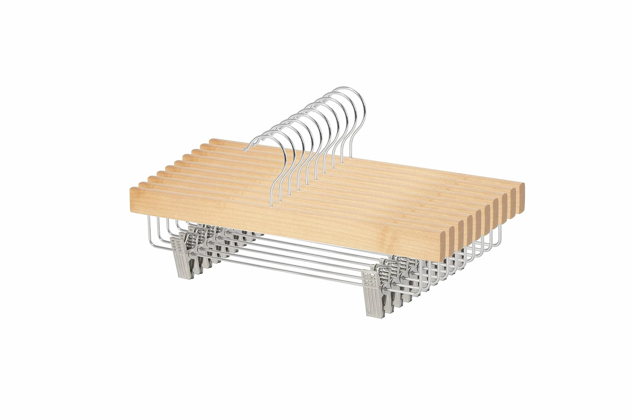 Amazon Basics Perchas de madera con clips natural 10 unidades