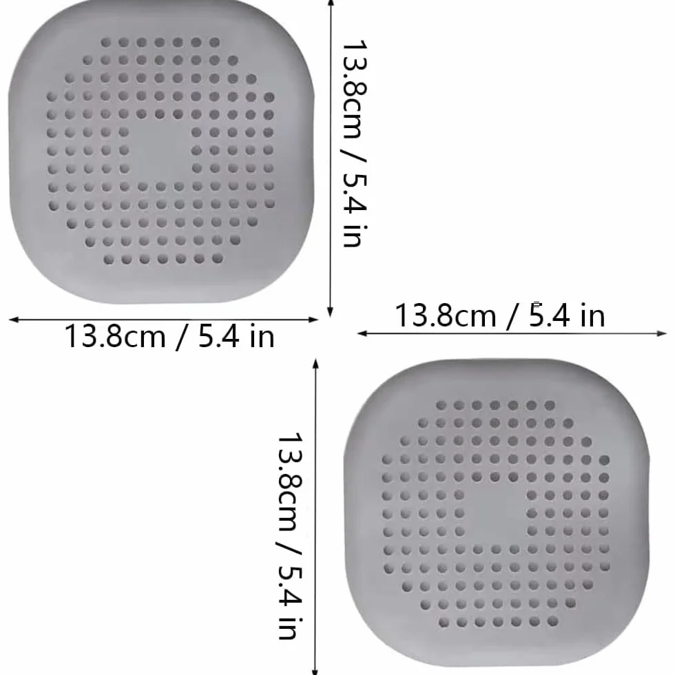 2 Piezas Silicona Protector de Drenaje, Tapa con Ventosas Fuertes, Filtro para Fregadero Cocina Baño (Gris)