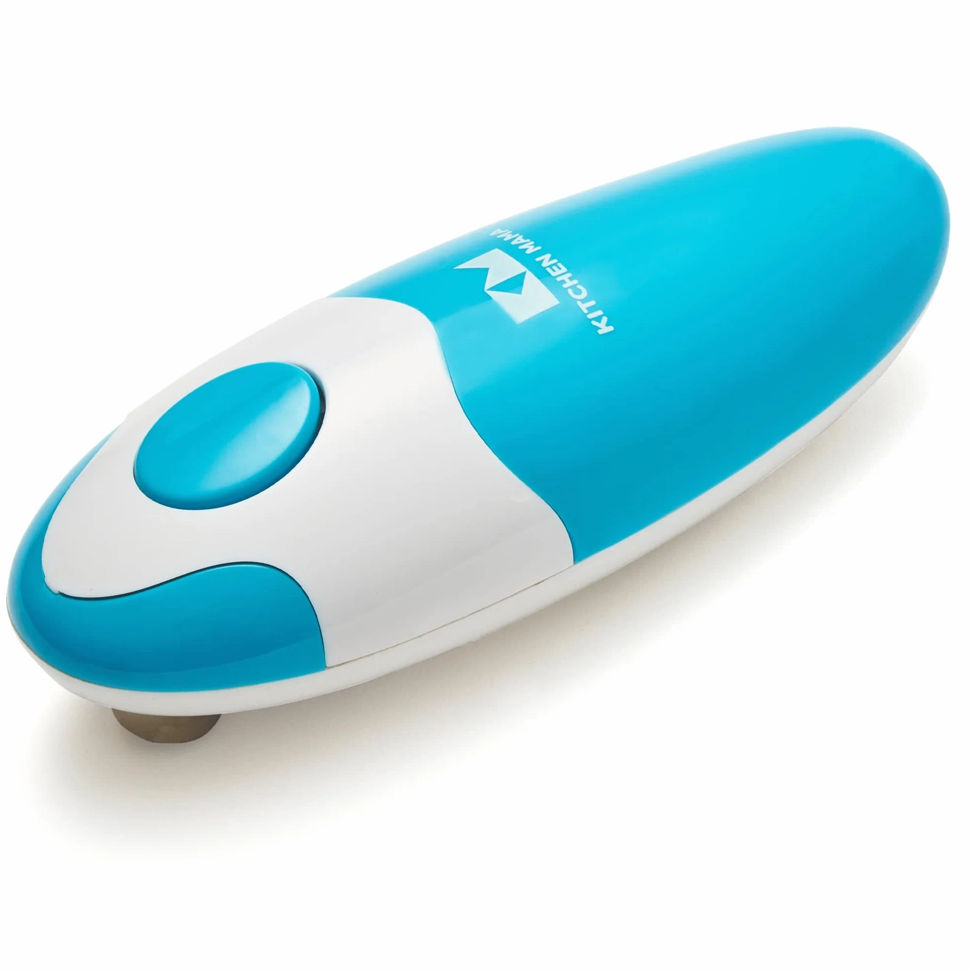 Kitchen Mama Abrelatas eléctrico Auto, automático, manos libres, borde liso, apto para alimentos, funciona con pilas (Azul cielo)