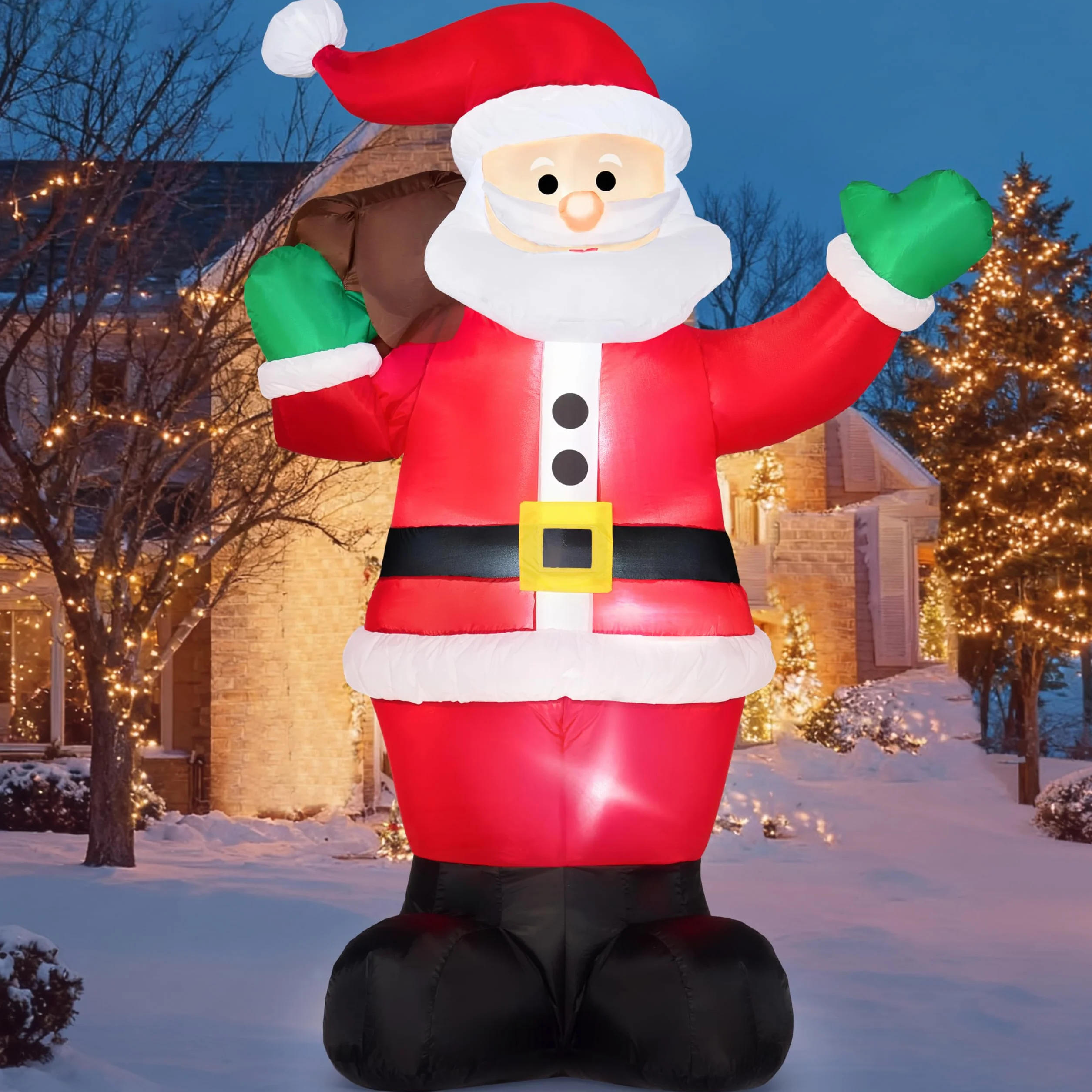 Joiedomi Papá Noel gigante hinchable 1,8 m con luces LED para decorar jardín Navidad