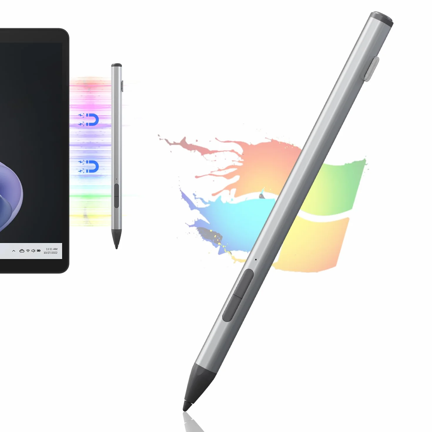 Lápiz para Surface Pro 12/11/10/9/8/7/X, Stylus Recargable con Rechazo de Palma, 4096 Niveles de Presión y Borrador, para Surface Laptop 1-5, Surface Go 3/2, Book, Studio