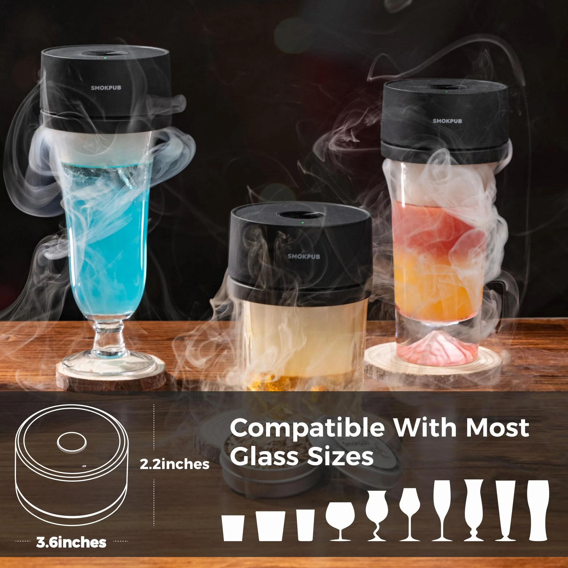 SMOKPUB Kit de Ahumador Eléctrico para Whisky con 6 Chips de Madera