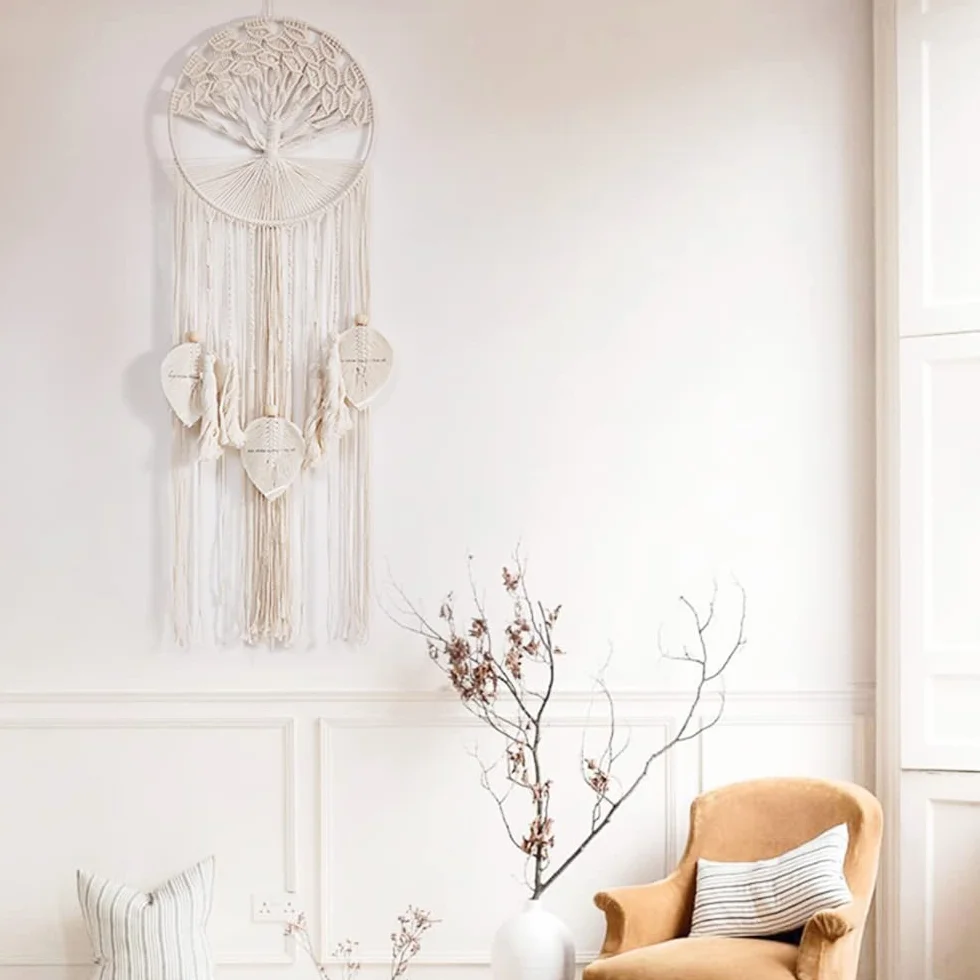 Atrapasueños de macramé árbol de la vida bohemio decoración pared boda hogar