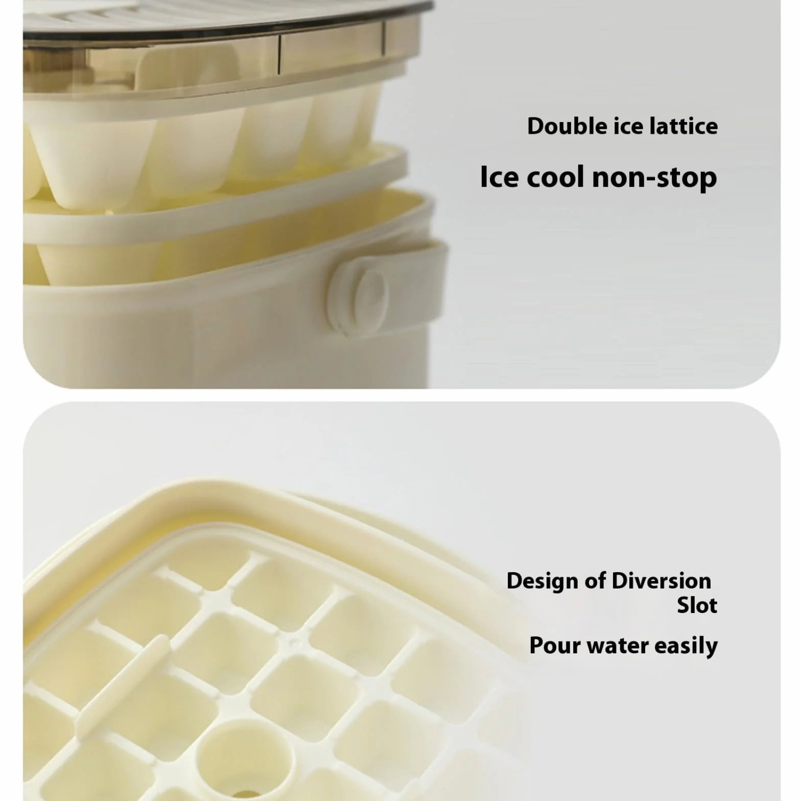 Máquina para hacer hielo, libera cubitos en un segundo, 48 bandejas, asa y pinzas