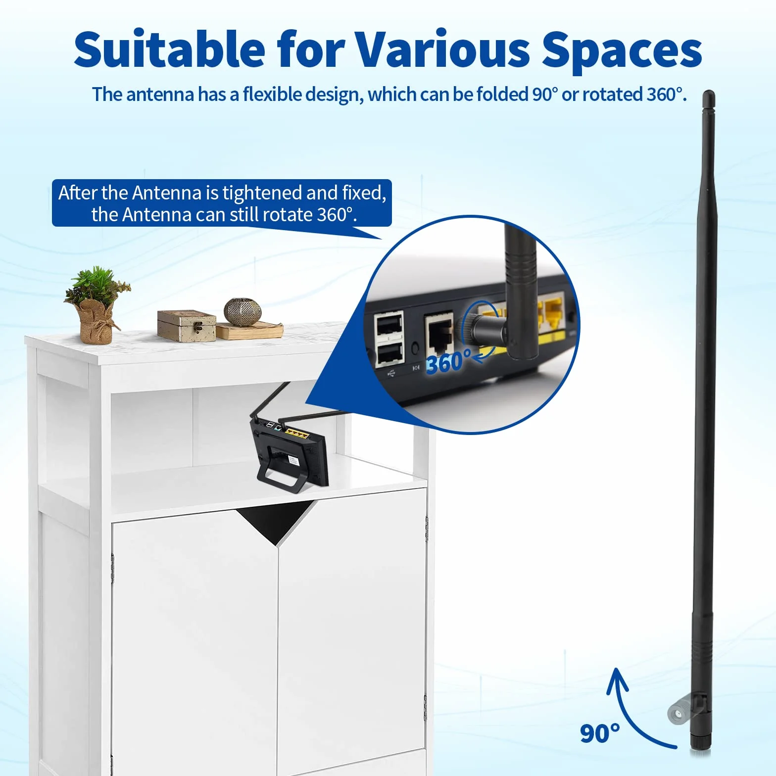 Eightwood Antena WiFi de 2,4 G, 12 dBi, basculante y giratoria, RP SMA, 2 unidades para tarjeta WiFi, tarjetas PCI, router inalámbrico, Bluetooth, ZigBee multidireccional