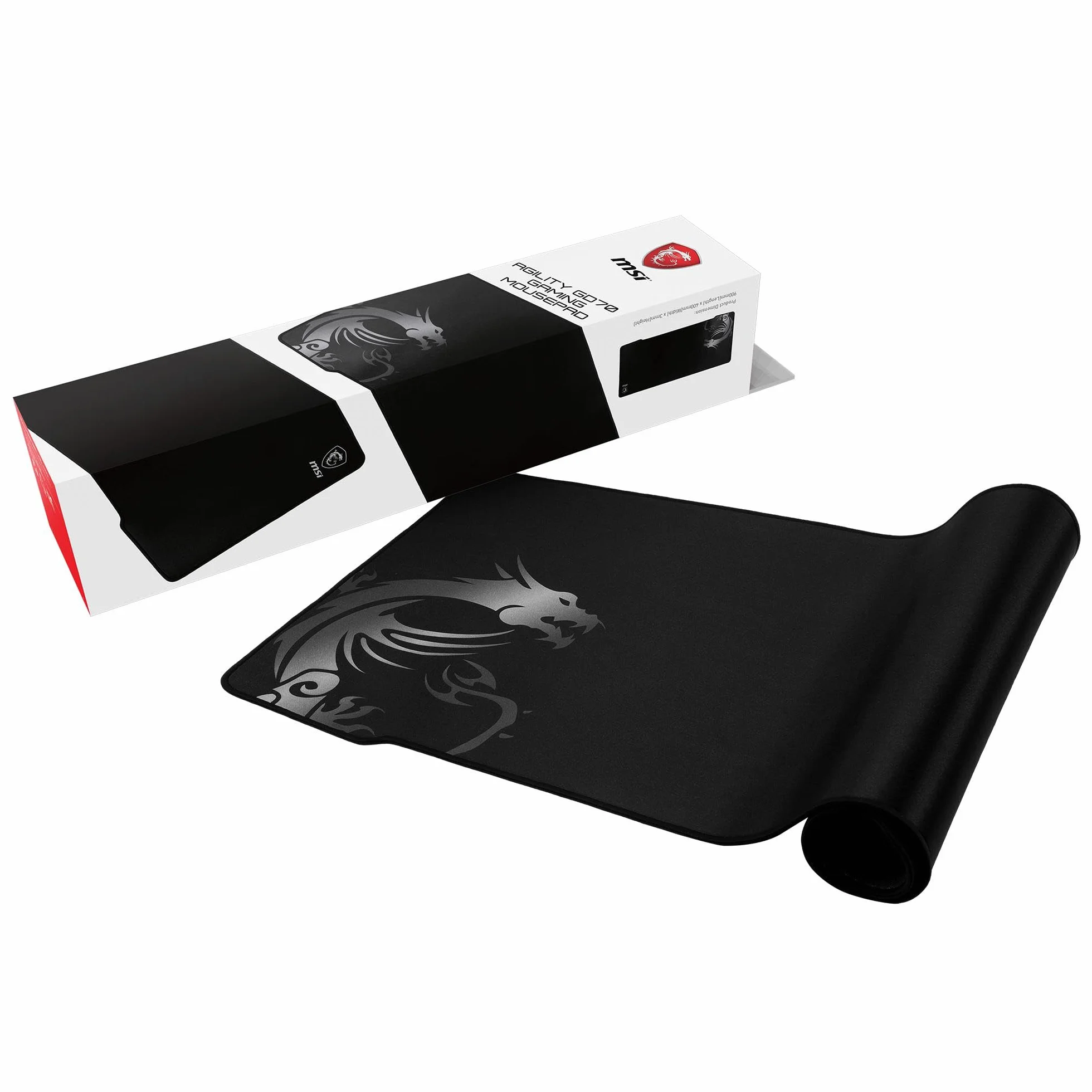 MSI Agility GD70 - Alfombrilla Gaming Tamaño Extenso XXL, Superficie Textil de Seda Gaming, Suaves Bordes Cosidos, Base Antideslizante - 900 x 400 x 3 mm