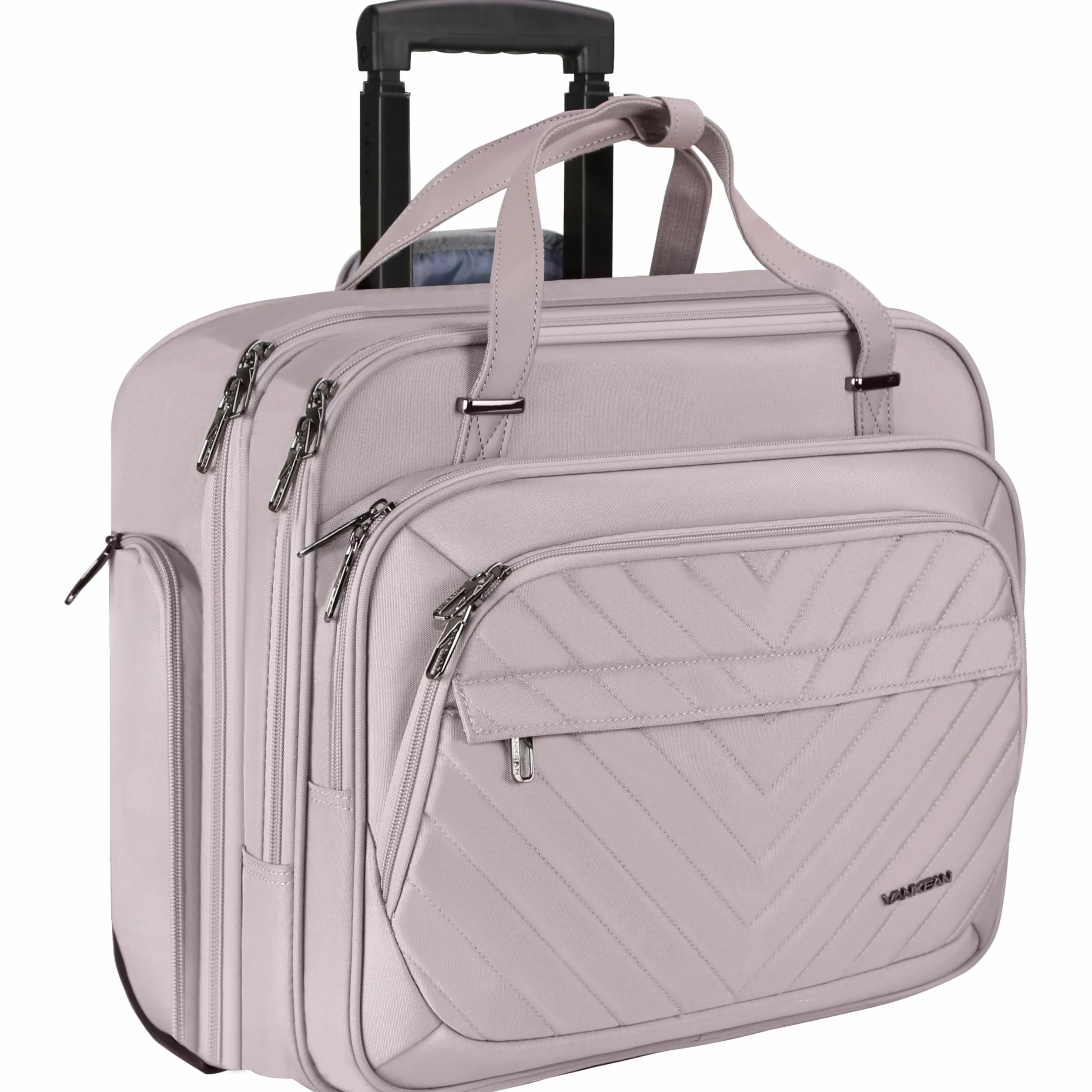VANKEAN Funda rodante para portátil para Mujer, Bolsa de Equipaje de Viaje rodante de Que se Adapta a portátiles de hasta 15.6 Pulgadas, maletín de Transporte a Prueba de Agua Durante la