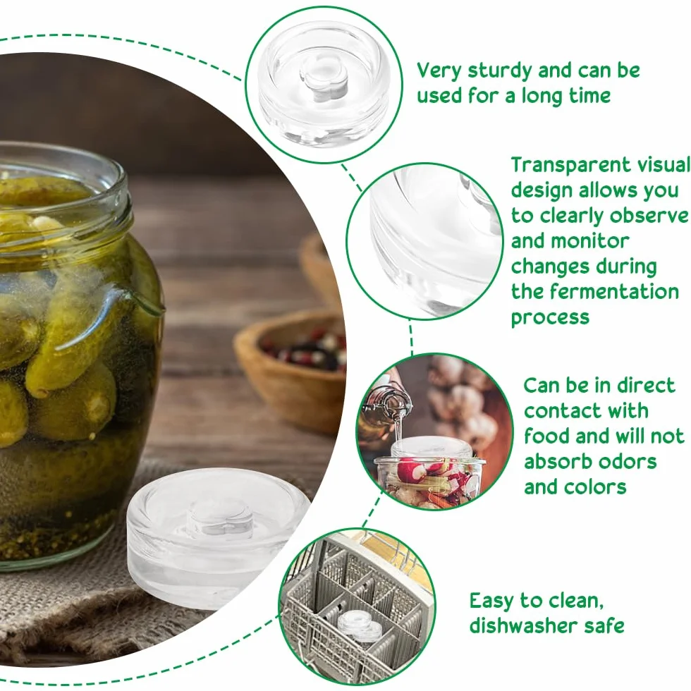 5 Piezas Pesos de Fermentación de Vidrio 7cm para Chucrut Kimchi Kéfir Encurtidos Pepinos