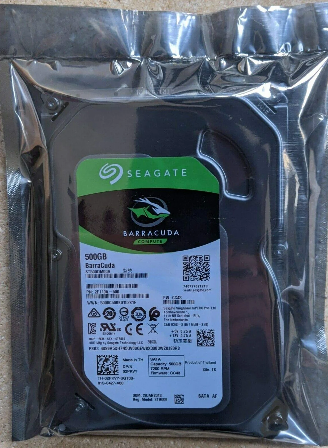 Seagate - Disco duro 500 GB 3.5" SATA Barracuda ST500DM009 2F110A-500 2PKVY (reacondicionado)