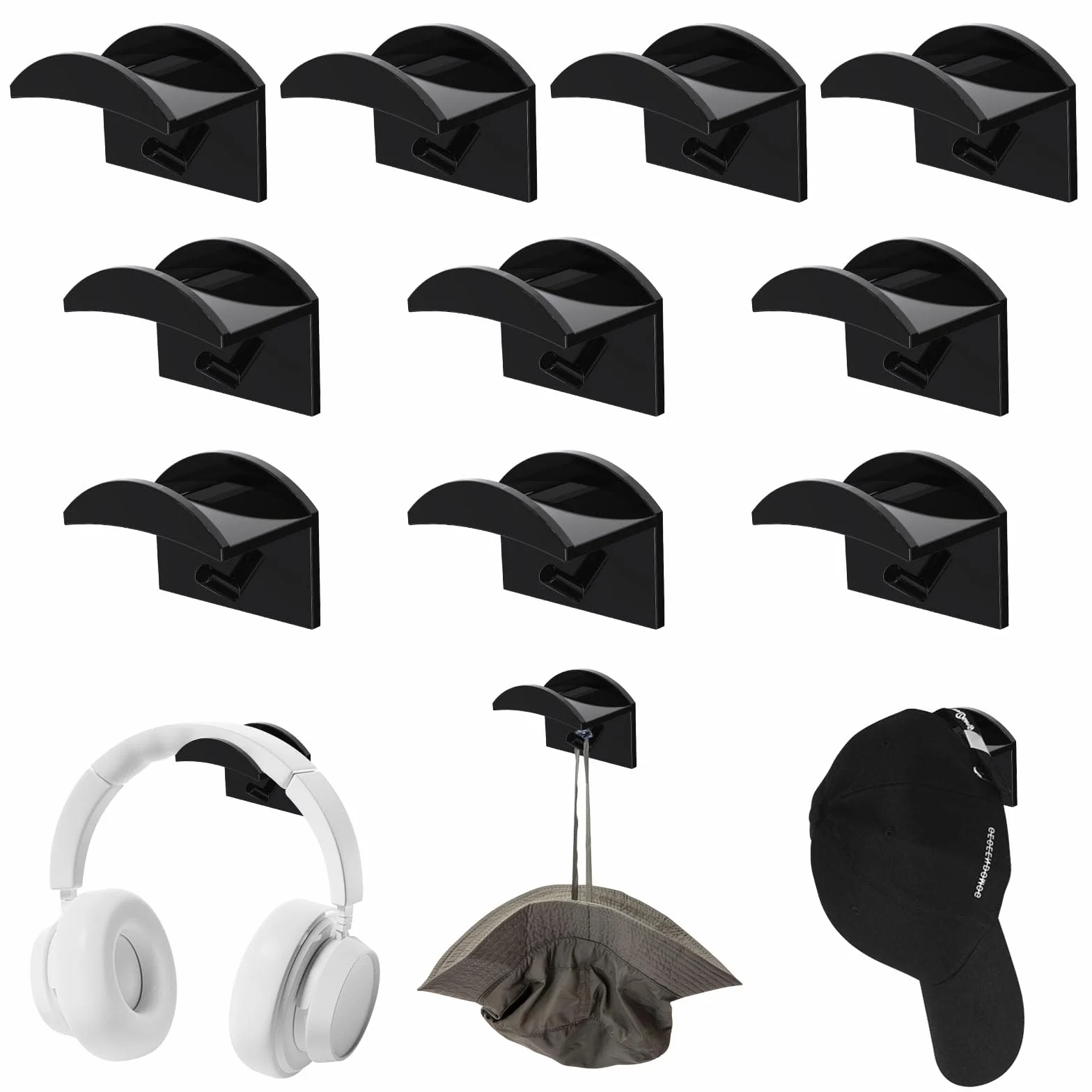 MeoZynxadril 10 Piezas Colgador para Sombreros, Ganchos Autoadhesivos para Sombrero, Organizadores de Gorras, Gorras sin Perforación, Estante Sombreros