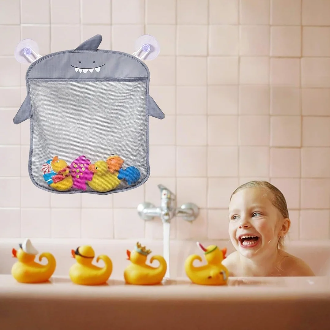 Bolsa de Juguetes de Baño, Red para Colgar Accesorios de Ducha, Organizador con 2 Ventosas