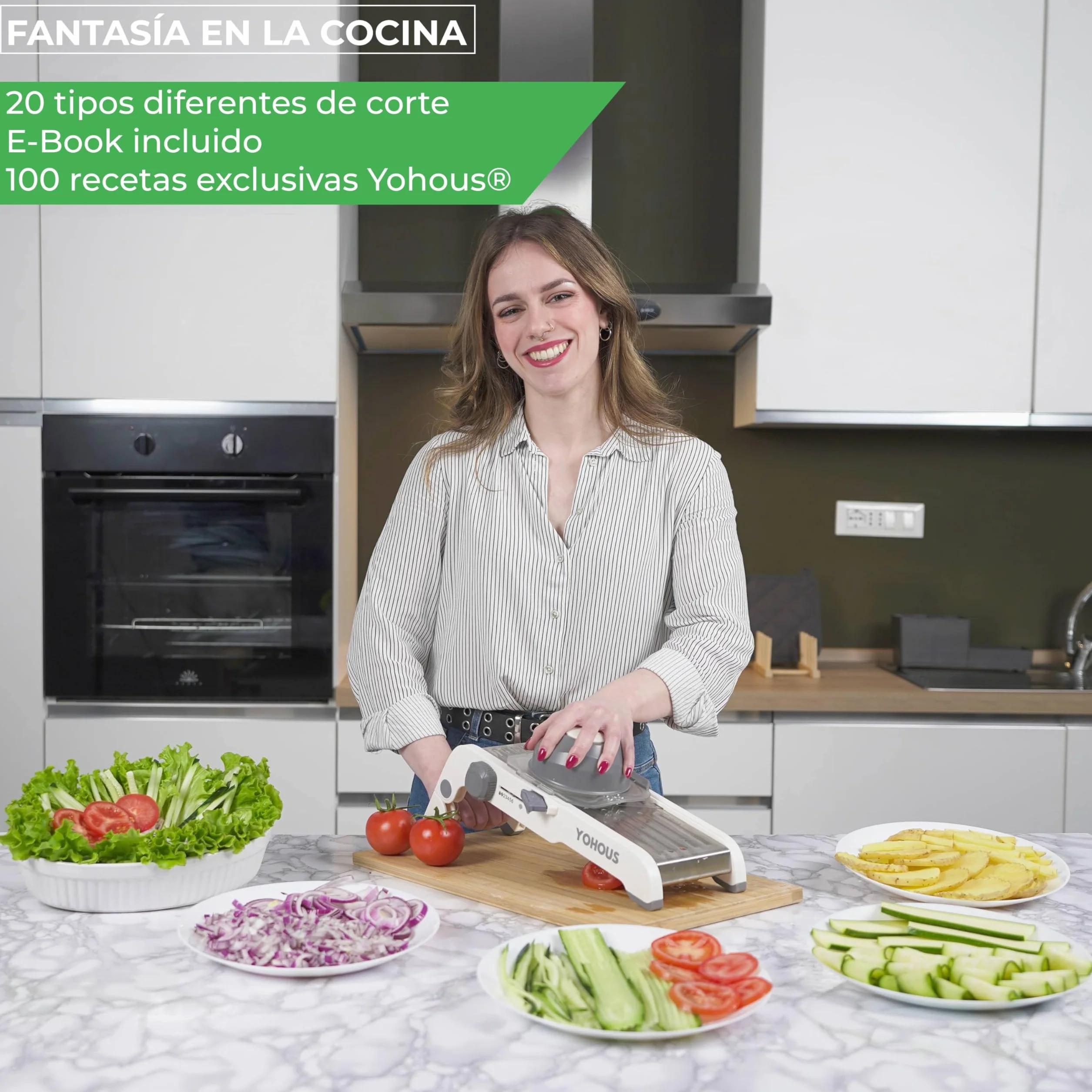 Mandolina de Cocina Profesional Regulable Cortador de Verdura Manual Acero Inoxidable Laminadora de Verduras