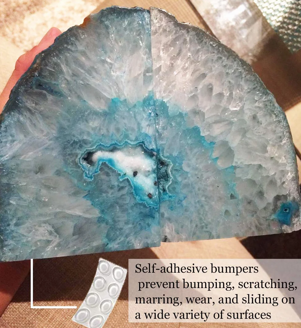 AMOYSTONE Agate Geode Bookends Heavy Duty Stone Book End Decorative Holder Home Office Decor 1 Pair 2-3 LBS