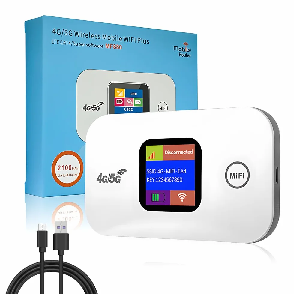 WiFi Portatil, NAVESO Router SIM, Router WiFi, 300Mbps Router 4G, Router SIM Portatil con Ranura para Tarjeta SIM y Pantalla LED a Color para Viajes, Trabajo, Admite 10 Conexiones de Dispositivos