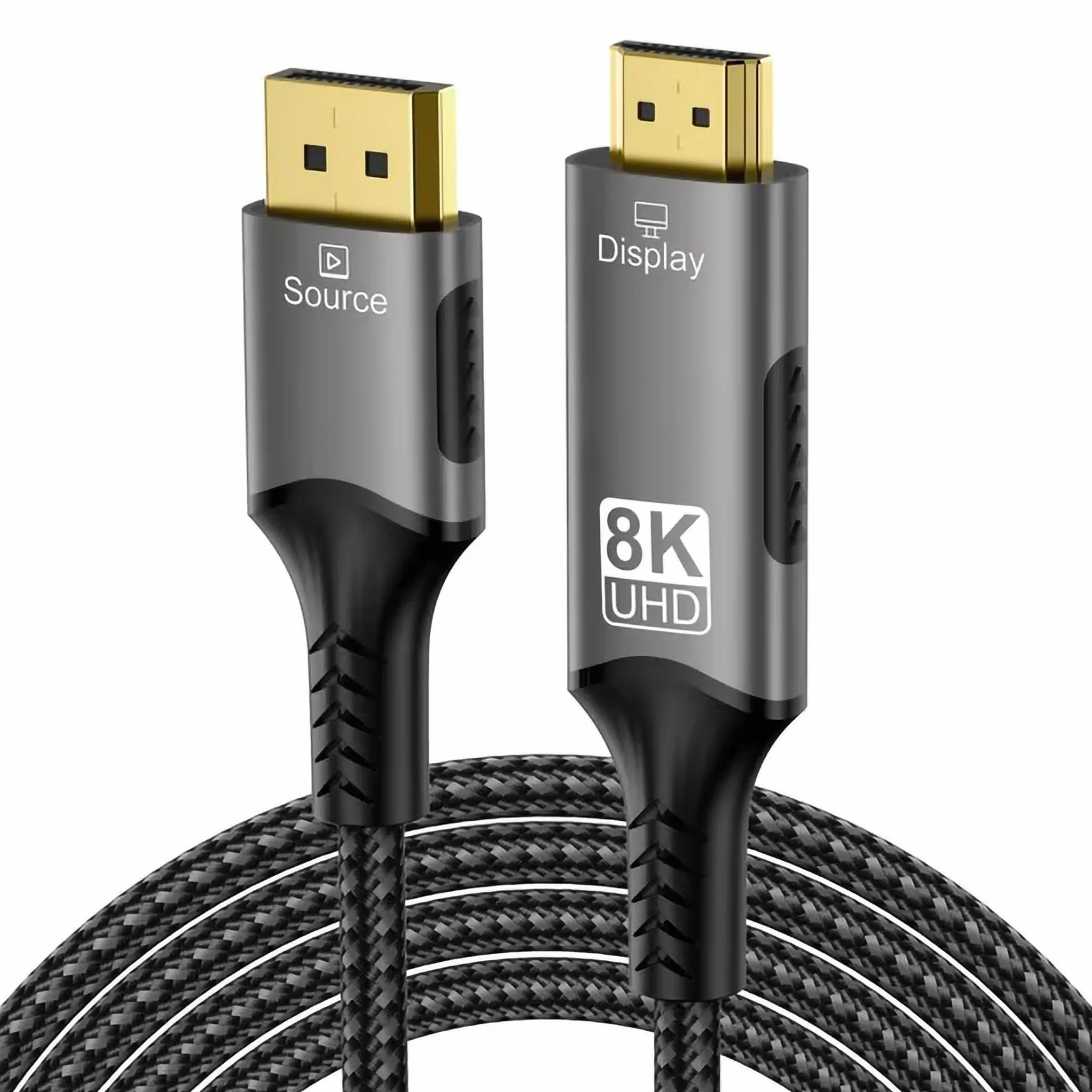 PremiumCord 8K Cable DisplayPort 1.4 a HDMI 2.1, Macho a Macho, Resolución 8K @ 60Hz, 4K @ 144Hz, Full HD 1080p, HDCP 2.2, Color: Negro, Longitud: 2 m