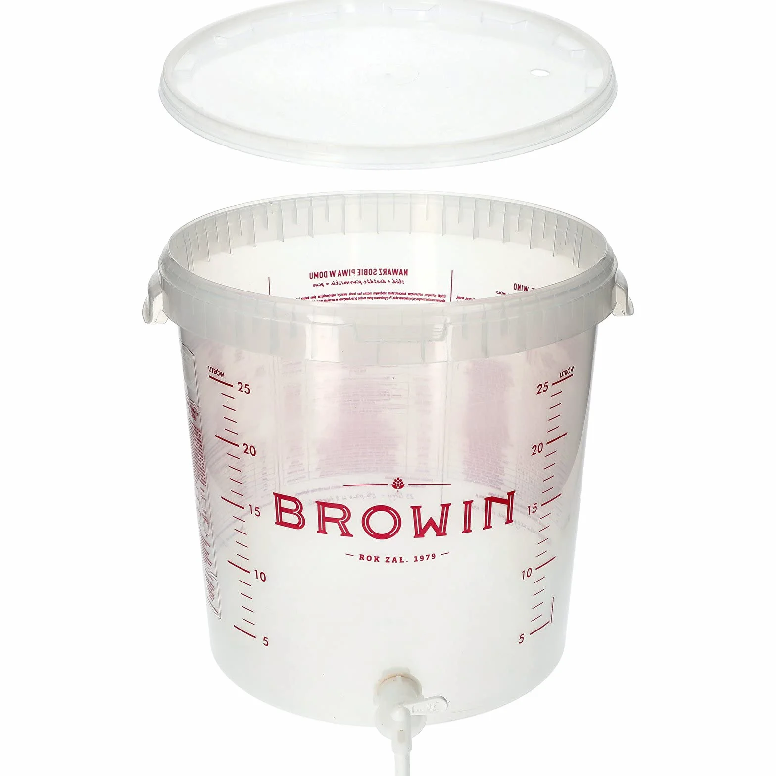 Browin 340439 Recipiente de fermentación transparente 30 L con grifo giratorio y tapa Escala para fermentación de cerveza vino