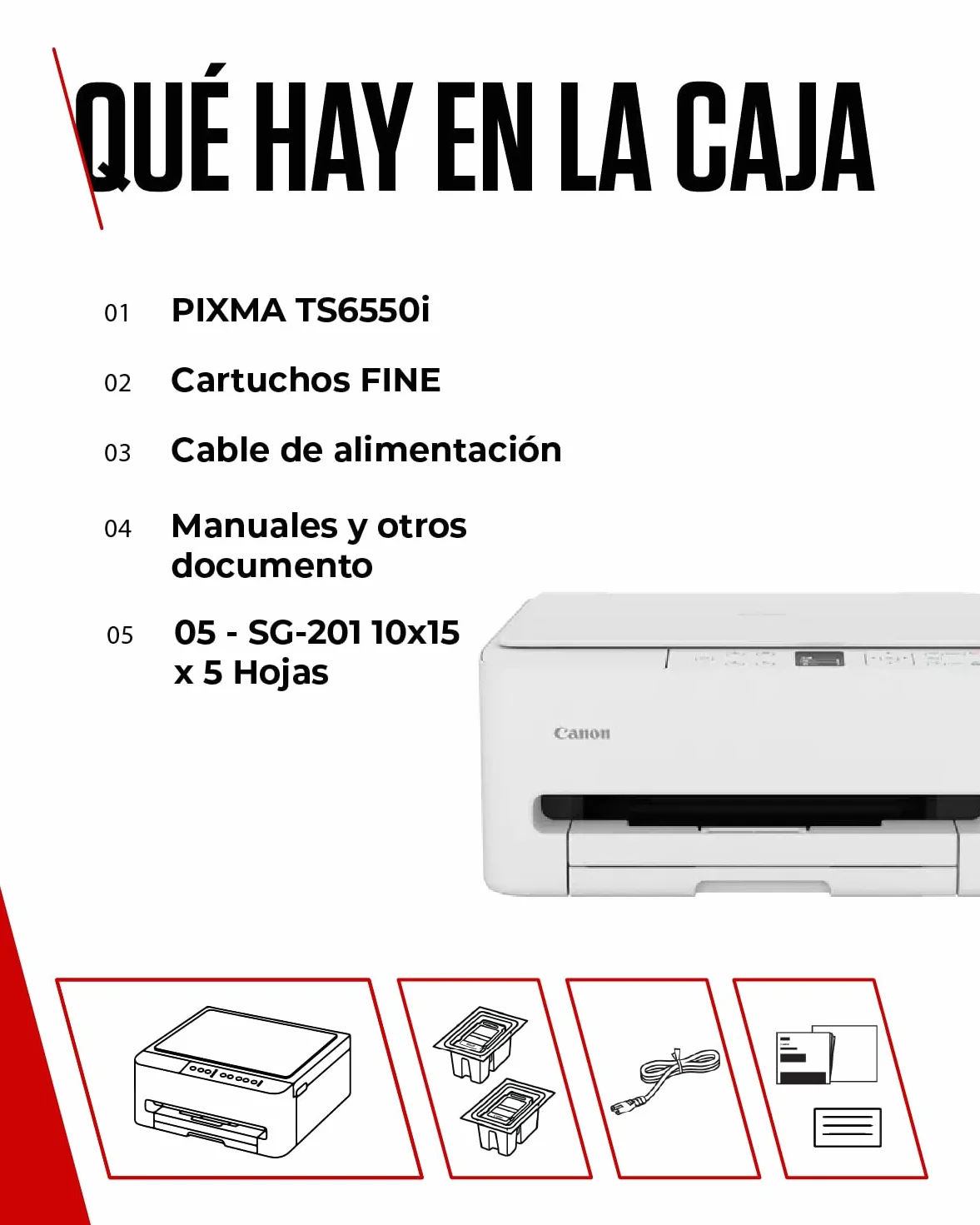 Canon PIXMA TS6550I - Impresora Todo en Uno con Conectividad Wi-Fi y Pantalla OLED de 1,42 PIXMA Print Plan - Incluye Papel Fotográfico A4 SG-201, 5 Hojas