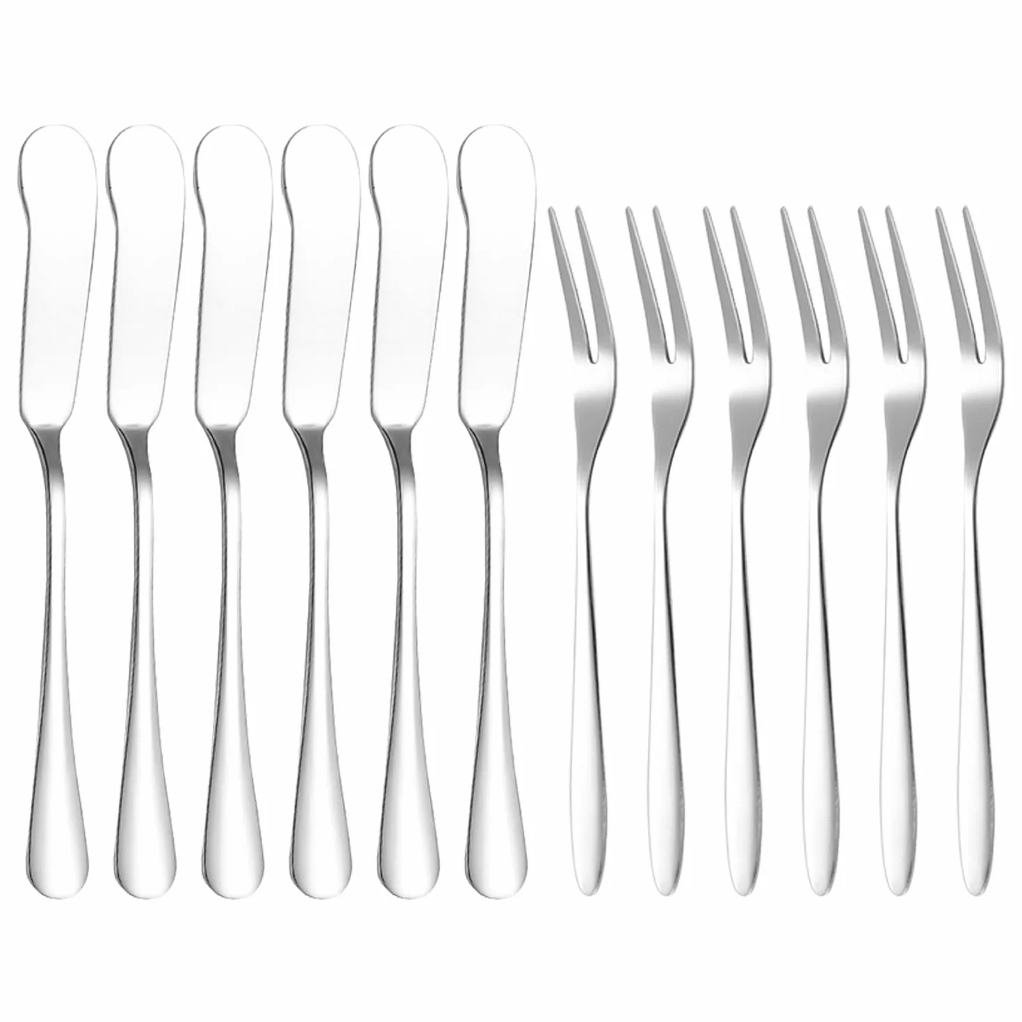 6 Piezas Cuchillo De Mantequilla Y Tenedores De 6 Piezas, Vajilla De Acero Inoxidable, Vajilla Duradera, Utensilios De Cocina, Vajilla Simple.
