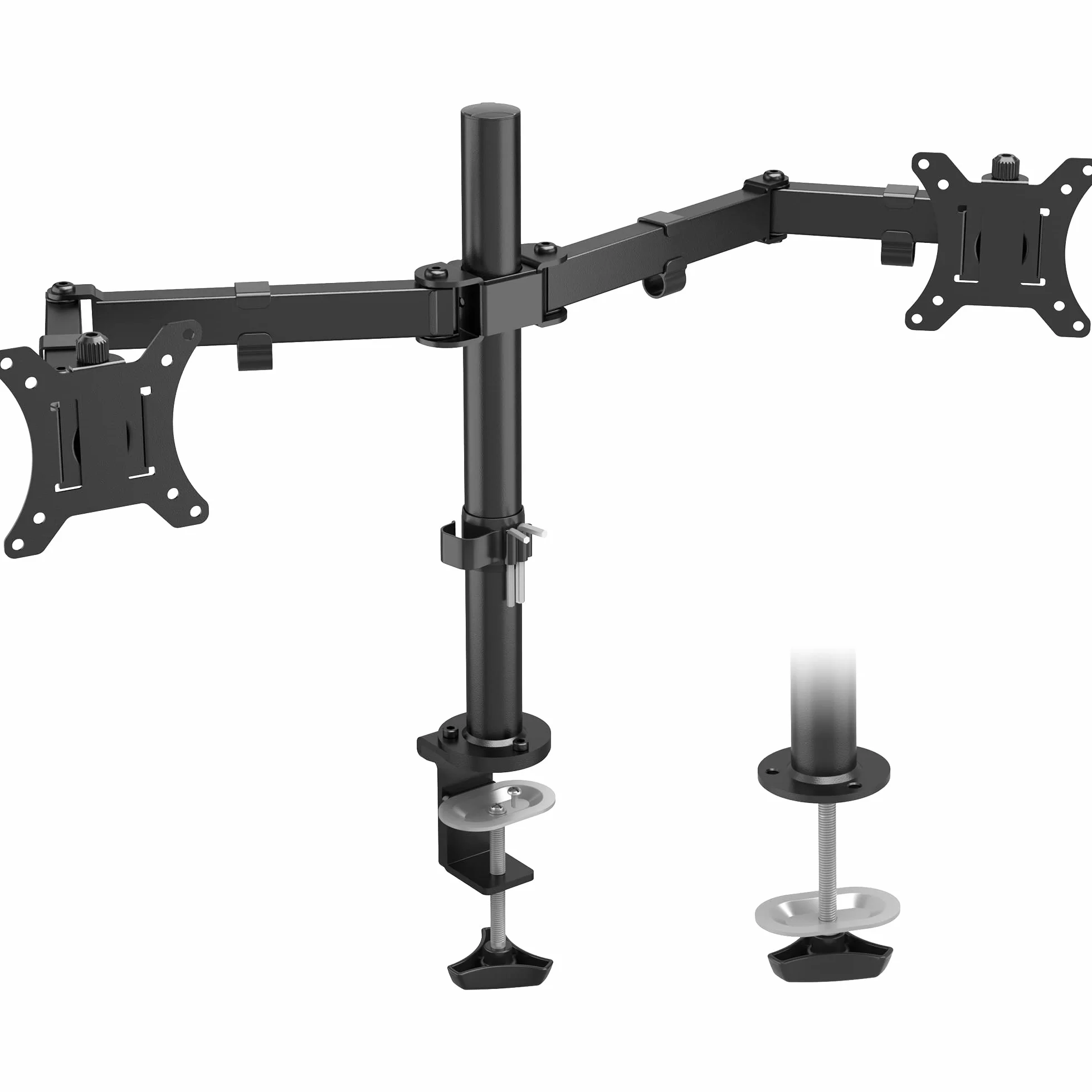 BONTEC Soporte Doble Monitor para Pantallas de 13-32 Pulgadas, Brazo de Monitor Doble Ajustable en Altura con 2 Métodos de Instalación, Rotación Inclinable y Giratoria, VESA 75x75/100x100