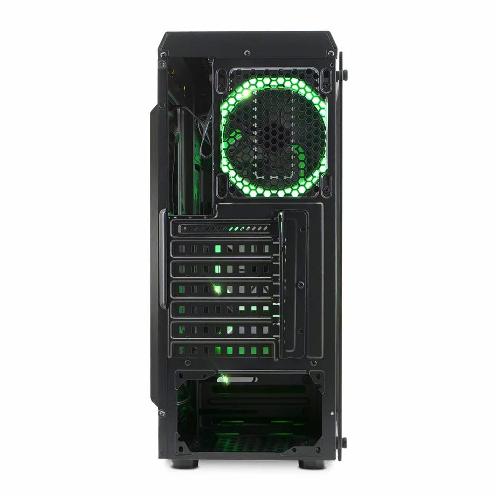 EMPIRE GAMING Warmachine - Caja PC Gamer –Torre Mediana ATX - 4 Ventiladores silenciosos - LED RGB Dual Ring: retroiluminación 11 Modos - Parte Delantera y Pared de Vidrio Templado