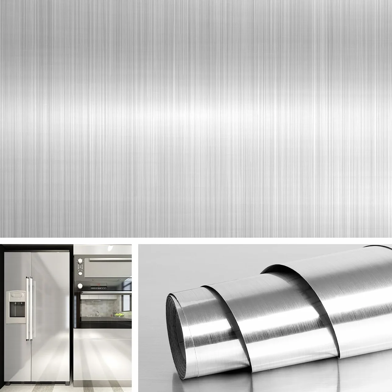 Livelynine Vinilos Acero Inoxidable Neveras Cocina Frigorifico Lavavajillas Protector Pared Antisalpicaduras 40CMX2M