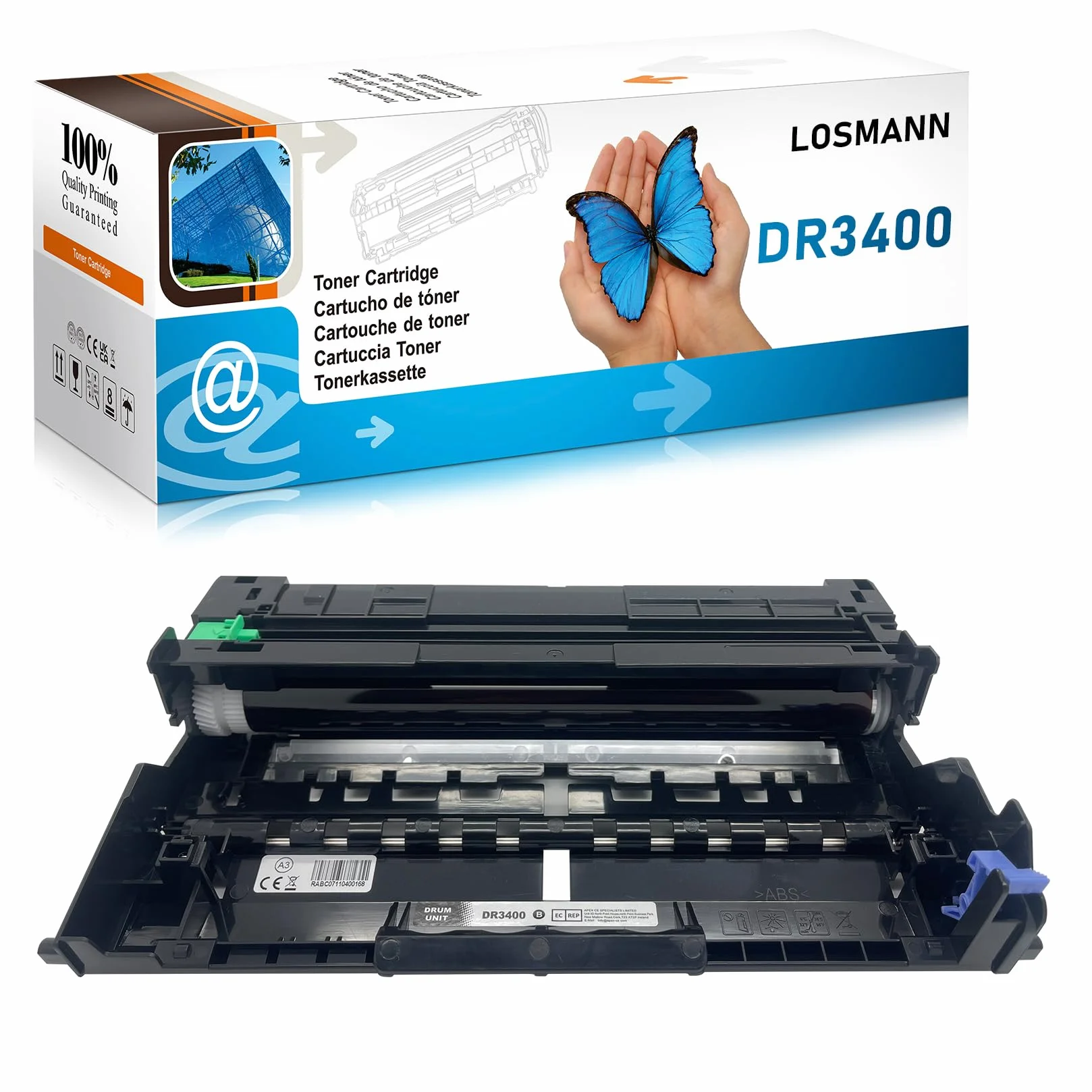 LOSMANN 1x Tambor Compatible para Brother DR3400 DR-3400 para Brother HL-L5000D HL-L5100DN HL-L5200DW HL-L6400DW HL-L5200DWT MFC-L5750DW MFC-L5700DW MFC-L5800DW MFC-L5850DW MFC-L6900DW
