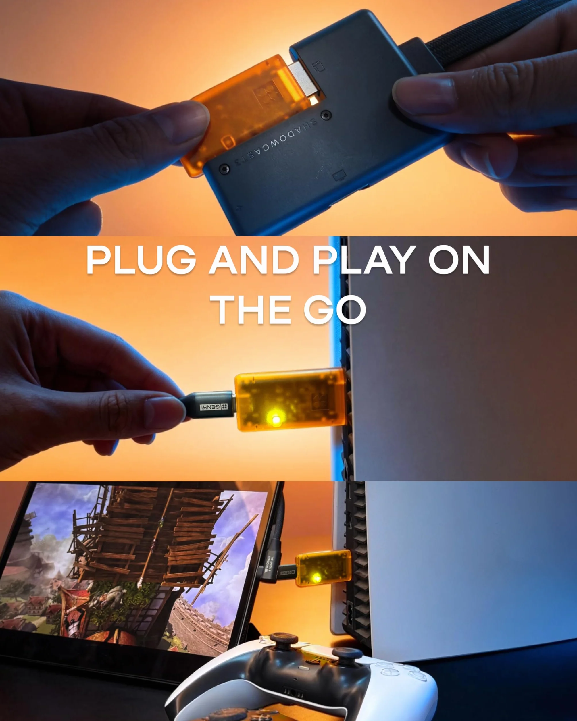 GENKI ShadowCast 3 Pro, tarjeta de captura 4K60, dispositivo de captura de video USB-C de paso de latencia cero compatible con PS5, Xbox Series X/S, Switch, iPad, portátil, DSLR, transmisión para OBS