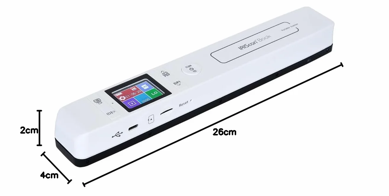 IRIScan Book v7 Escáner Portátil Inalámbrico A4 Documentos PDF Editor Gratuito Escaneo USB SD