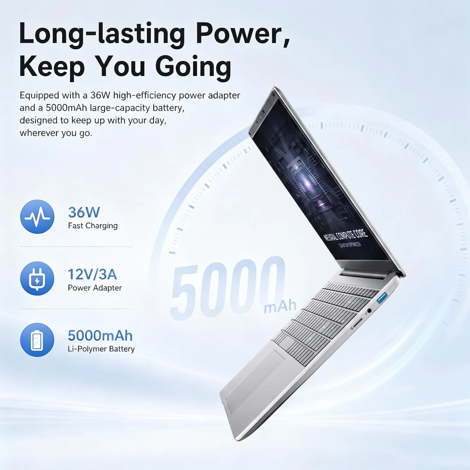 2026 Ordenador portátil 15.6 Pulgadas pc portátil 5025U, 8GB RAM 128GB SSD DDR4, Lector Huellas dactilares, 5G WiFi USB 3.0, 1920 x 1080 IPS FHD, 5000 mAh, Teclado Completo retroiluminado/Panel táctil