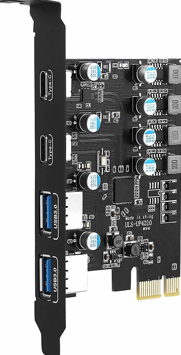 Tarjeta de expansión USB 3.0 PCIe de 4 Puertos (2 USB C 3.0, 1 USB A 3.0, 1 USB A 2.0), PCI Express USB Añadir en Tarjeta 5Gbps para PC de Escritorio Windows