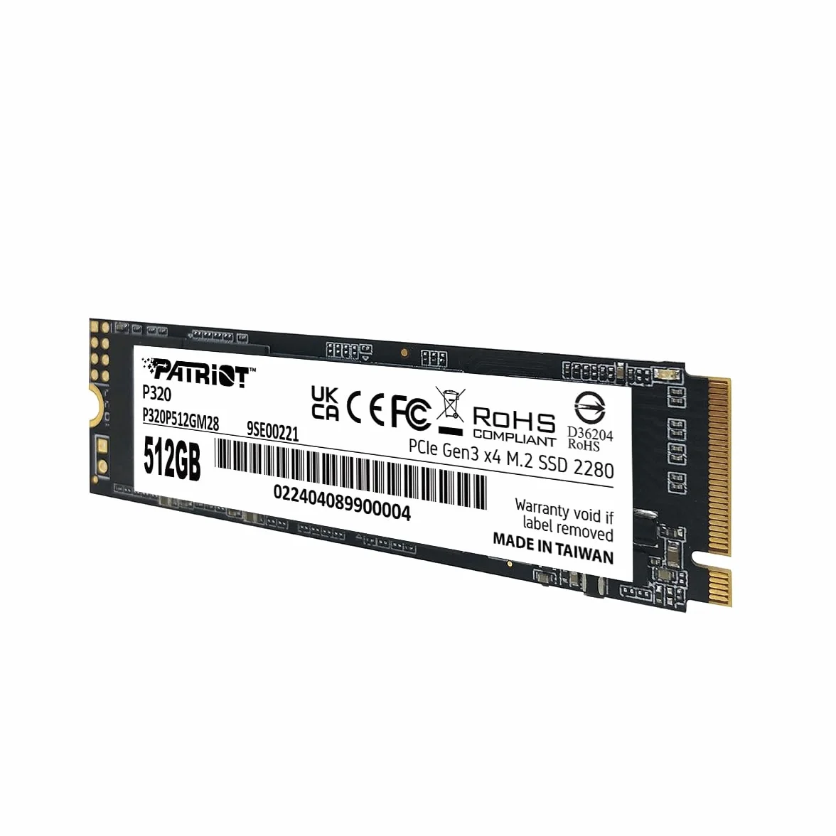 Patriot P320 512GB SSD Interno - NVMe PCIe Gen 3x4 - M.2 2280 - Unidad de Estado Sólido - P320P480GM28