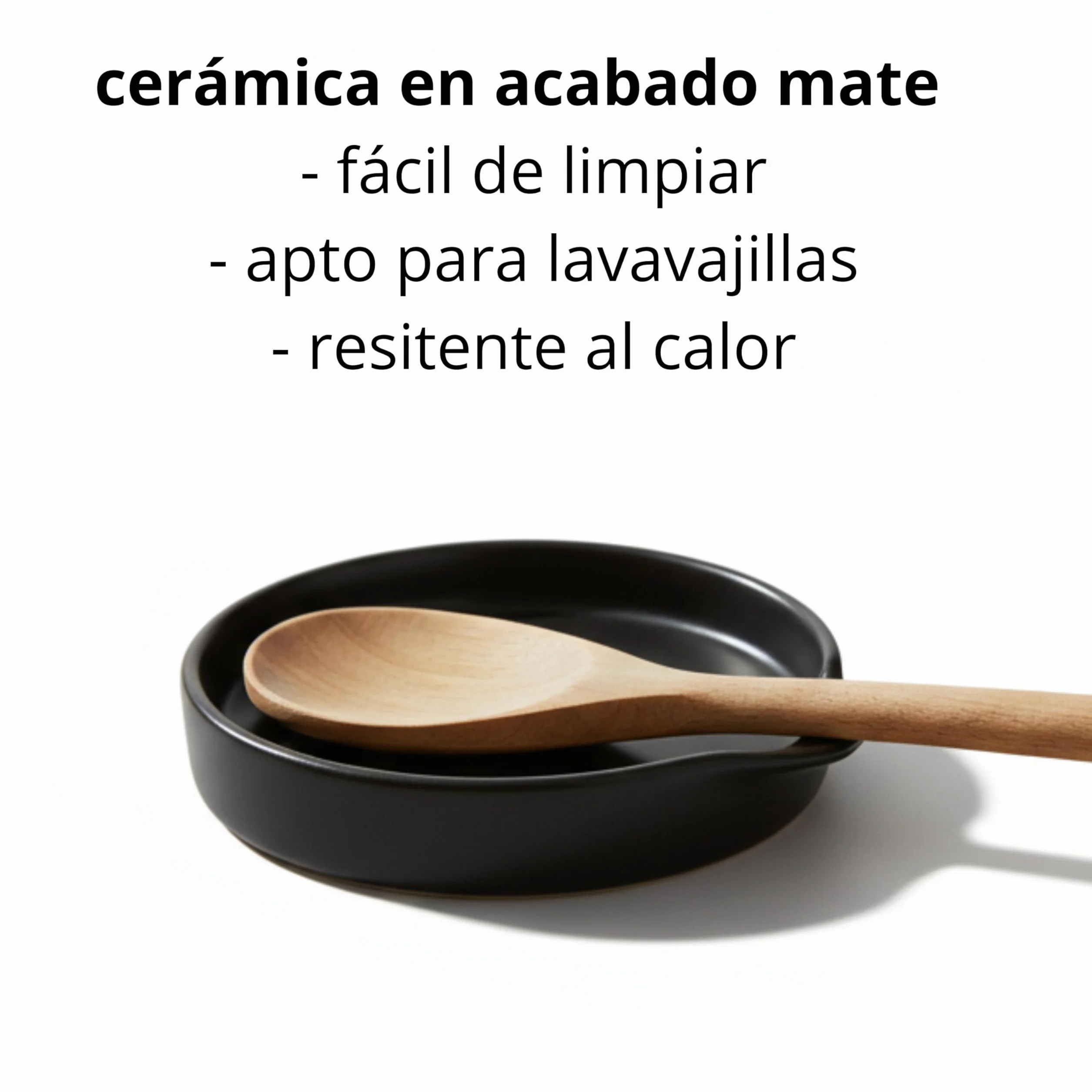 Soporte para Utensilios de Cocina CURVE, Cucharas de Cerámica, Plato Multiusos Ø 15.5 cm, Negro Mate