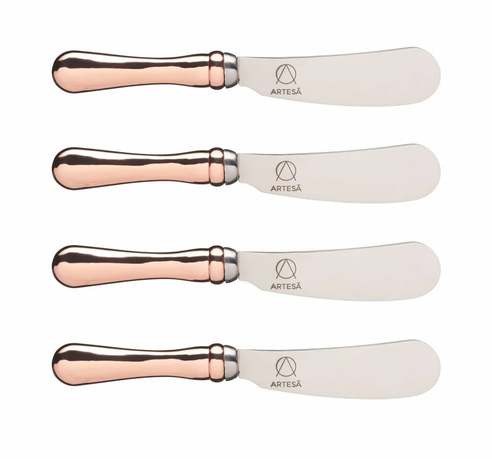 Artesa Juego de Cuchillos para Mantequilla, Cubiertos de Acero Inoxidable, Juego de 4 Cuchillos para Mantequilla, 17cm cada uno, 1 Juego