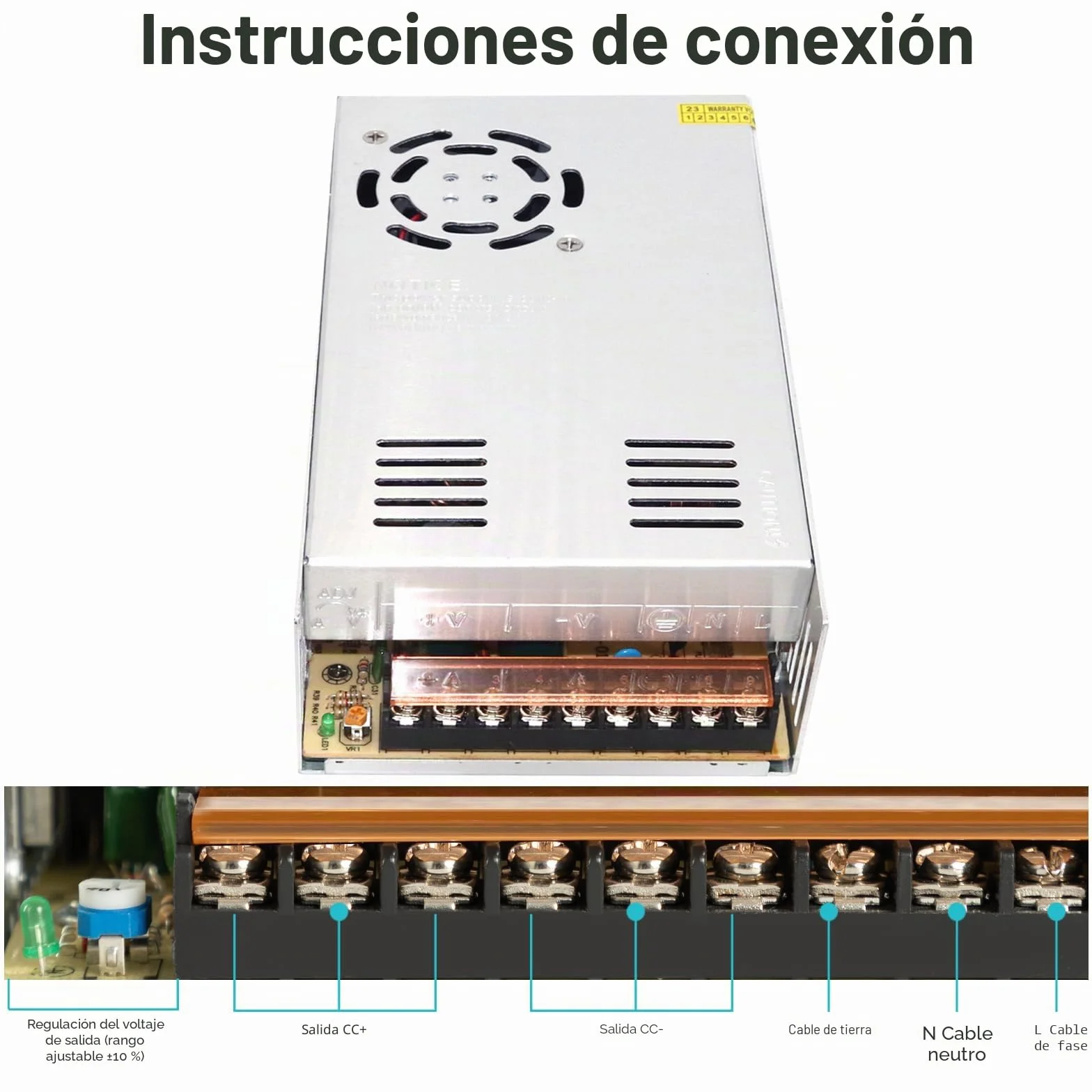 12V 30A Fuente de alimentación DC 30A 360W Adaptador Transformador Alimentación Conmutada para Impresoras 3D, CCTV, Tira LED Luces, Industrial
