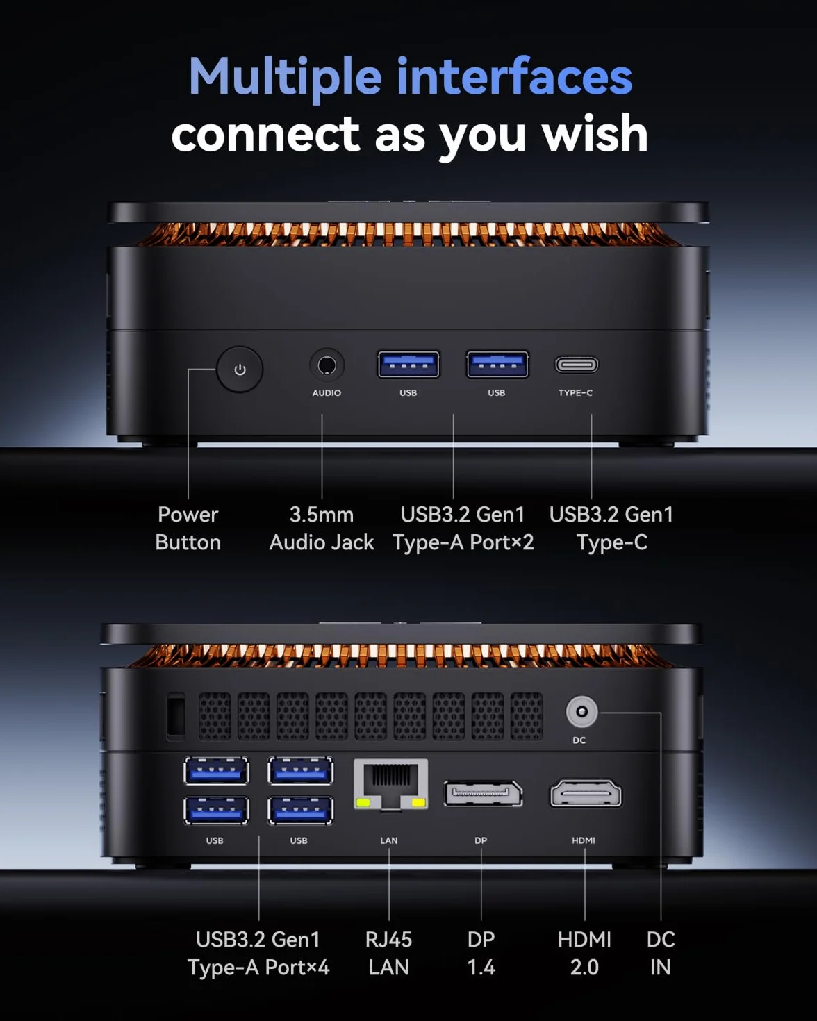 NiPoGi Pinova P1 Mini PC AMD Ryzen Embedded R2544 16GB DDR4 256GB NVMe SSD Triple 4K Display DP HDMI Type-C WiFi5 BT4.2