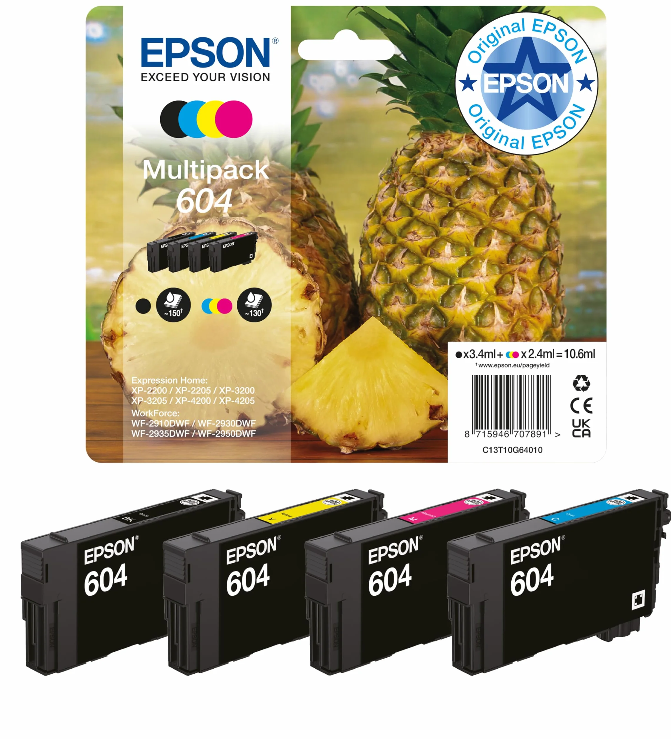 Epson 604 Multipack 4 Cartuchos de Tinta Original Negro Cian Magenta Amarillo