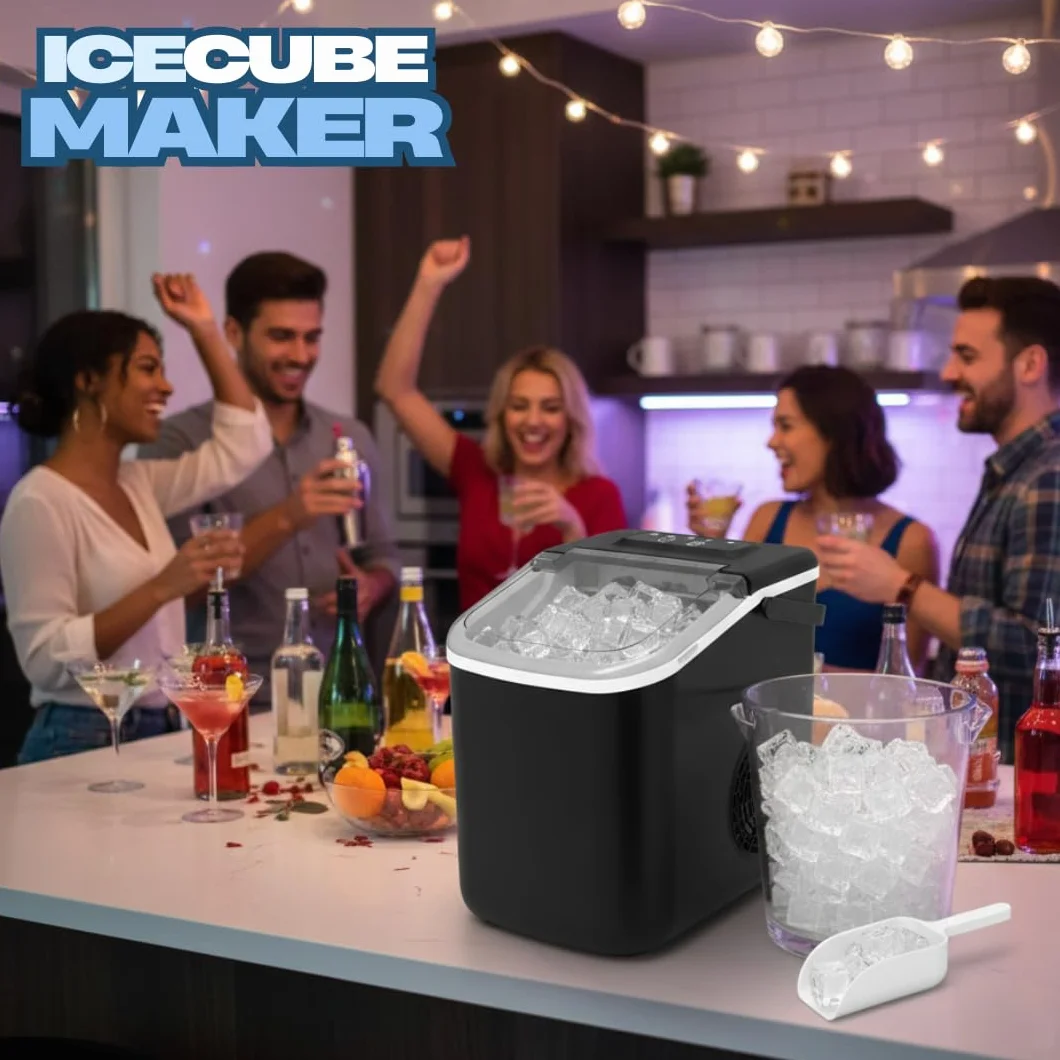 Máquina de Hielo Ice Cube Maker 10 kg/día Cubitos Tipo Bala Bajo Ruido Ventana Visible Asa Integrada Drenaje