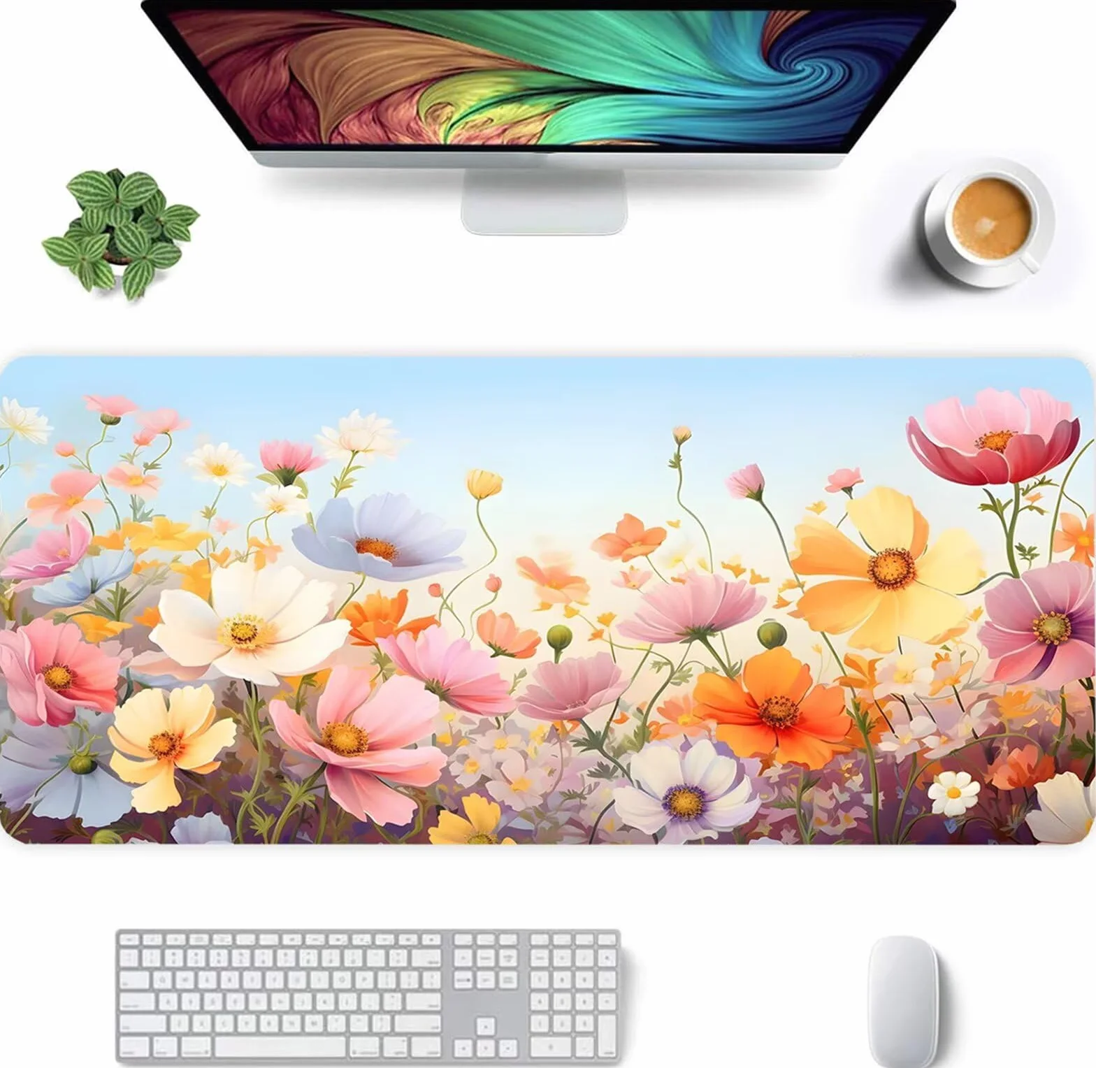 Alfombrilla Ratón XXL 1200x600x2mm Mouse Pad Grande Gaming,Alfombrilla Antideslizante,Tapete Escritorio con Bordes Cosidos,Alfombrilla Ratón para Jugadores, PC, Oficina, Hermosas Flores