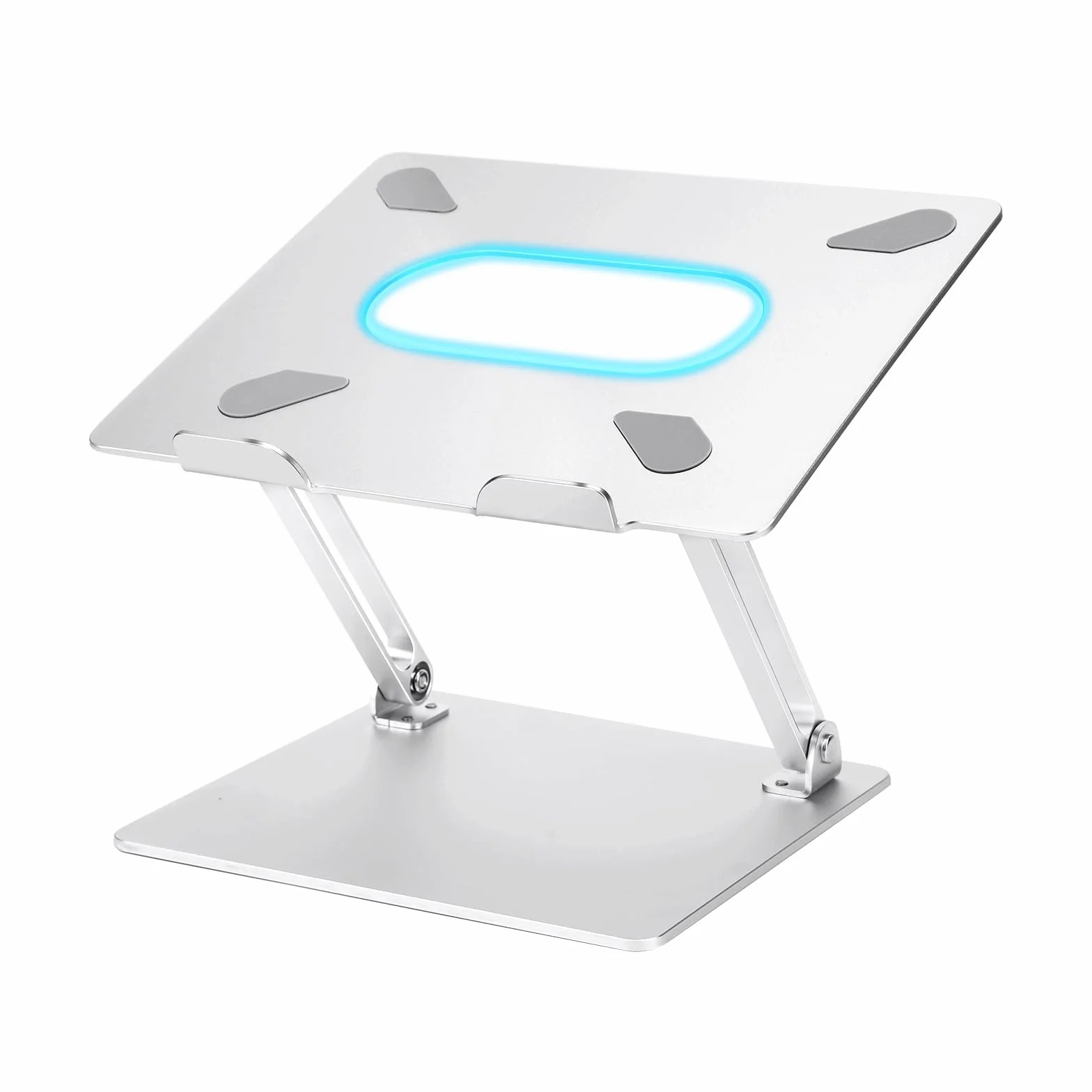 Soporte ergonómico de aluminio para computadora portátil, altura ajustable, elevador plegable para laptop de 10 a 17 pulgadas (plateado)