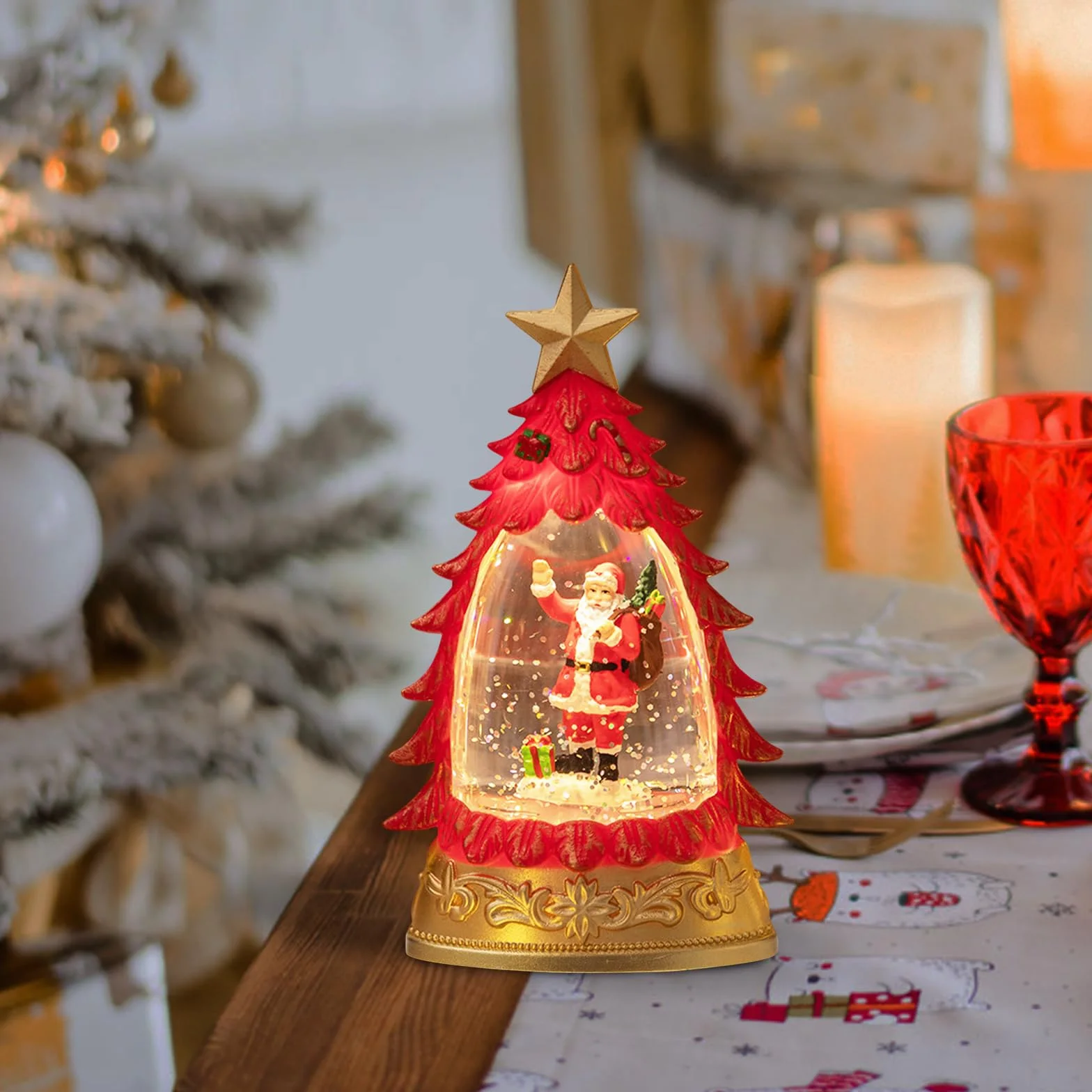 Bola de nieve LED Navidad farol tormenta nieve decoración navideña