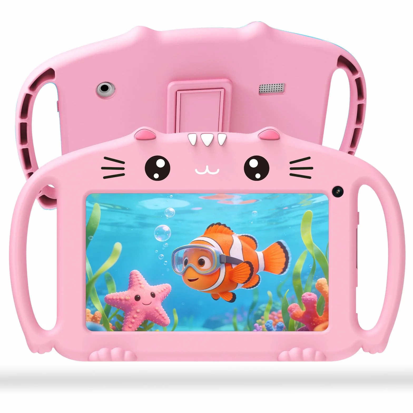 ascrecem Tablet Niños 7 Pulgadas Android Tablet Infantil con WiFi Doble Cámara Control Parental Quad Core 2GB RAM 32GB ROM Juegos Educativos Tableta Bebe de 3 a 14 años Chica Chico (Rosa)
