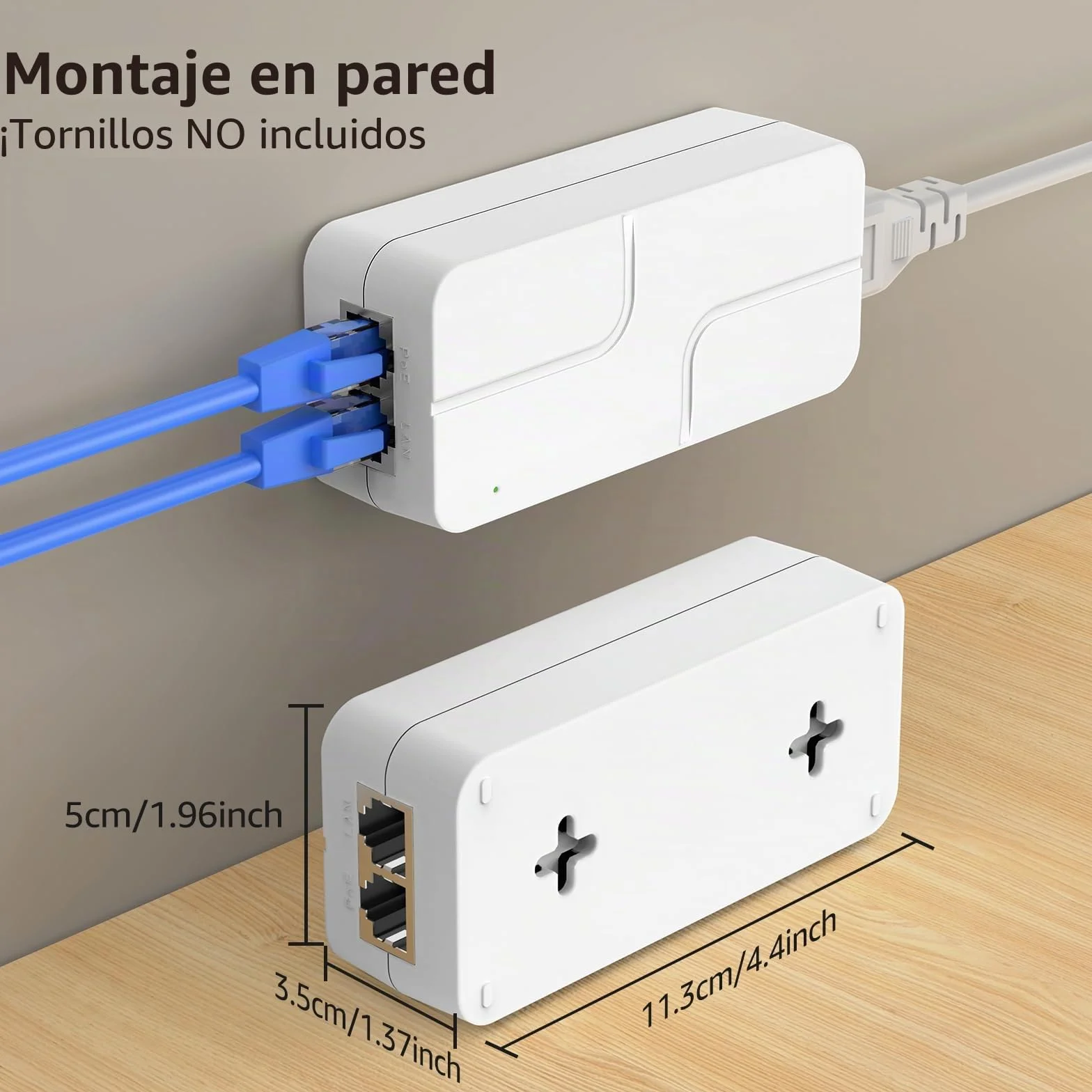 YuanLey Inyector PoE 2.5G 30W, PoE+ Convierte Puerto No-PoE a PoE+, 52V IEEE 802.3at/AF, Adaptador Ethernet 10/100/1000/2500Mbps Plug & Play, hasta 100m